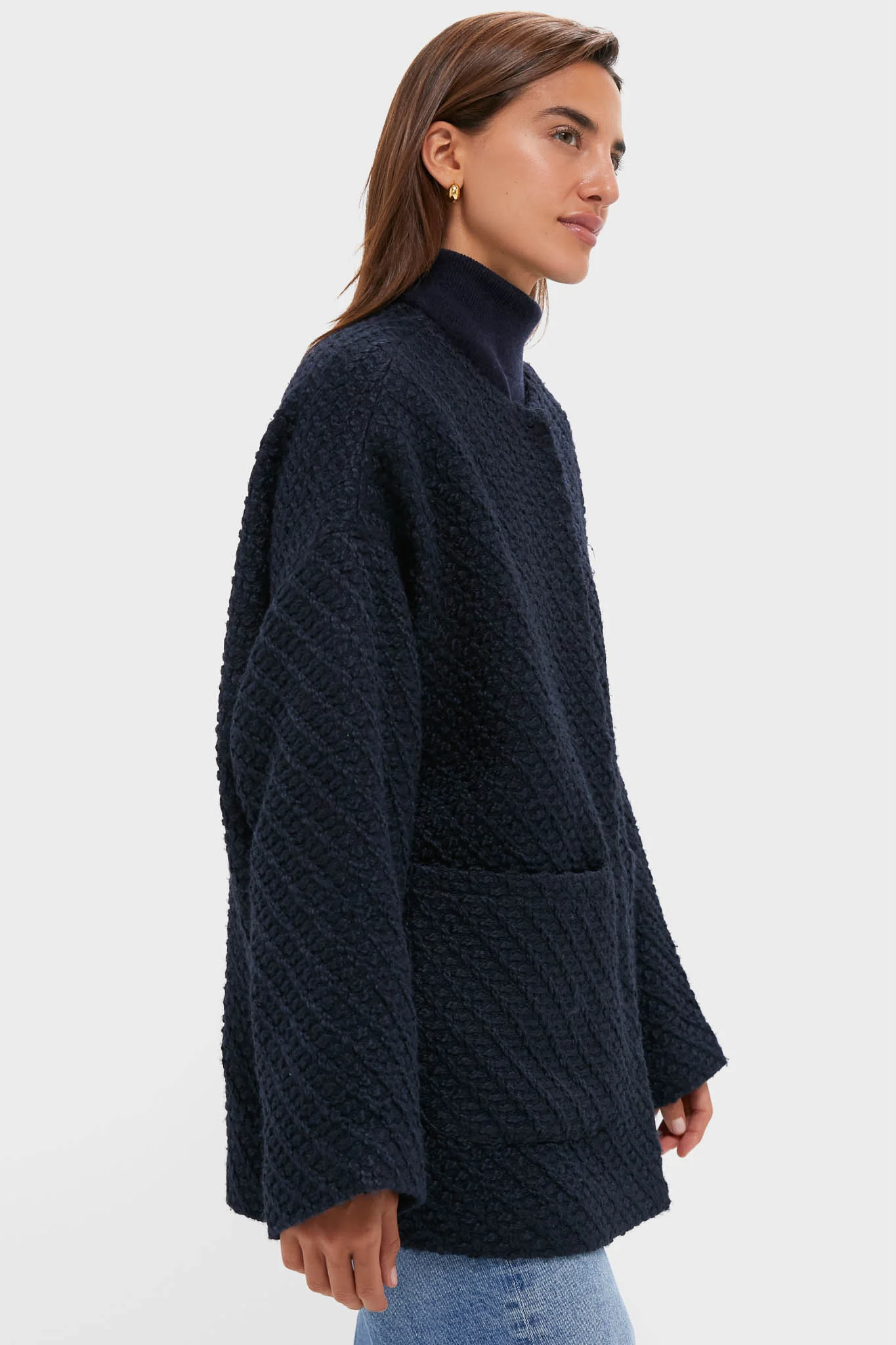 Navy Boucle Barrett Coat - Image 3