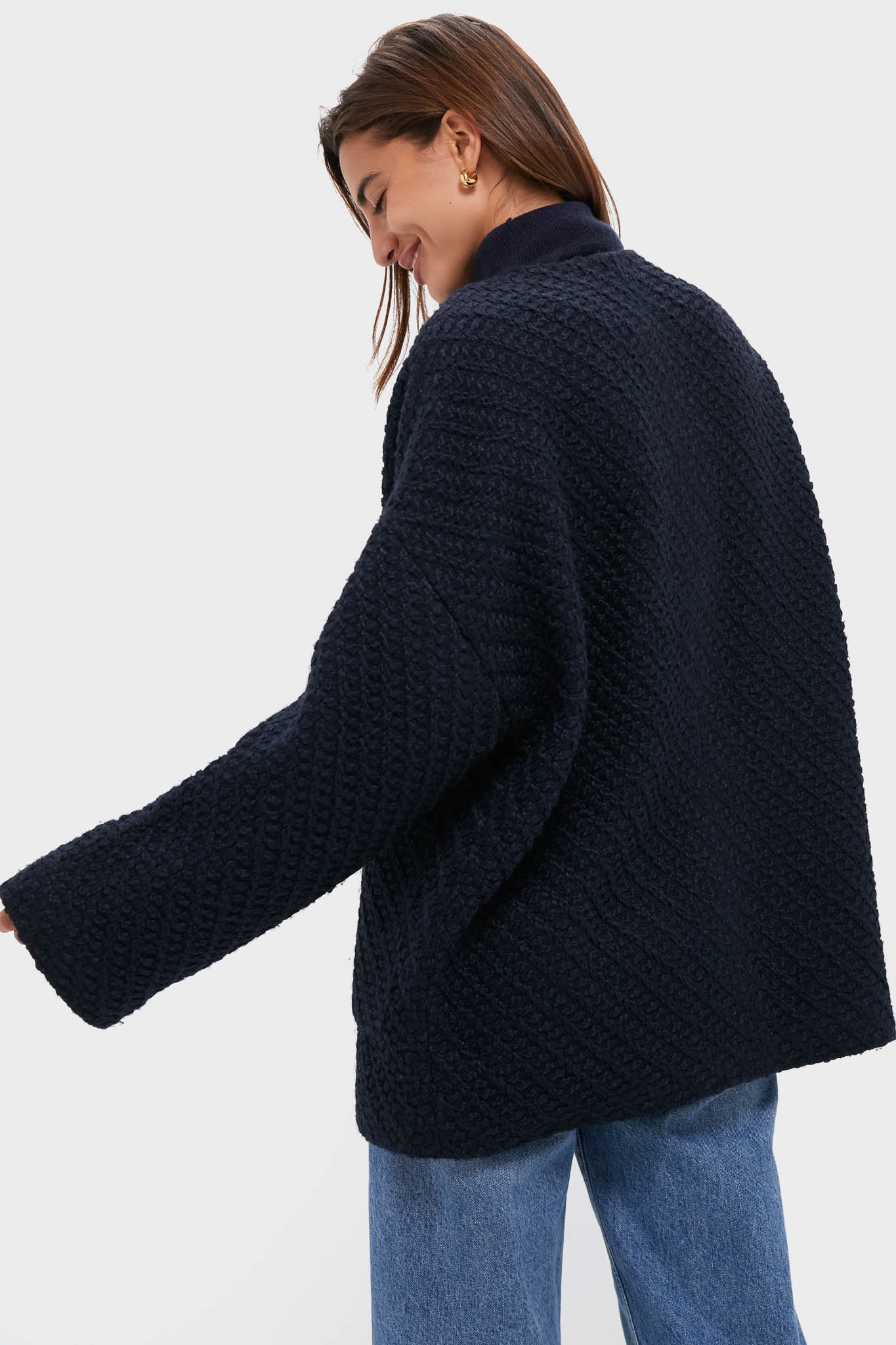 Navy Boucle Barrett Coat - Image 4