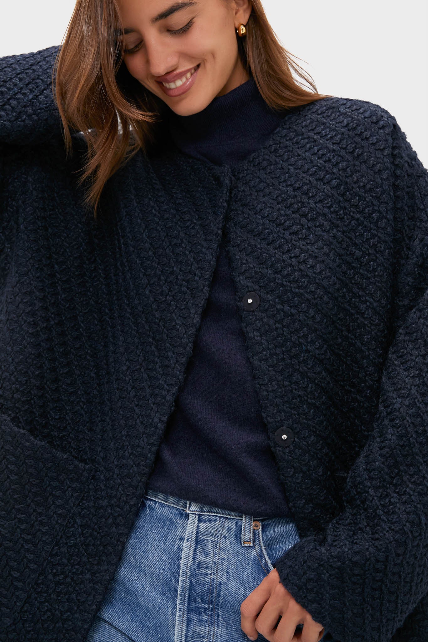 Navy Boucle Barrett Coat - Image 5