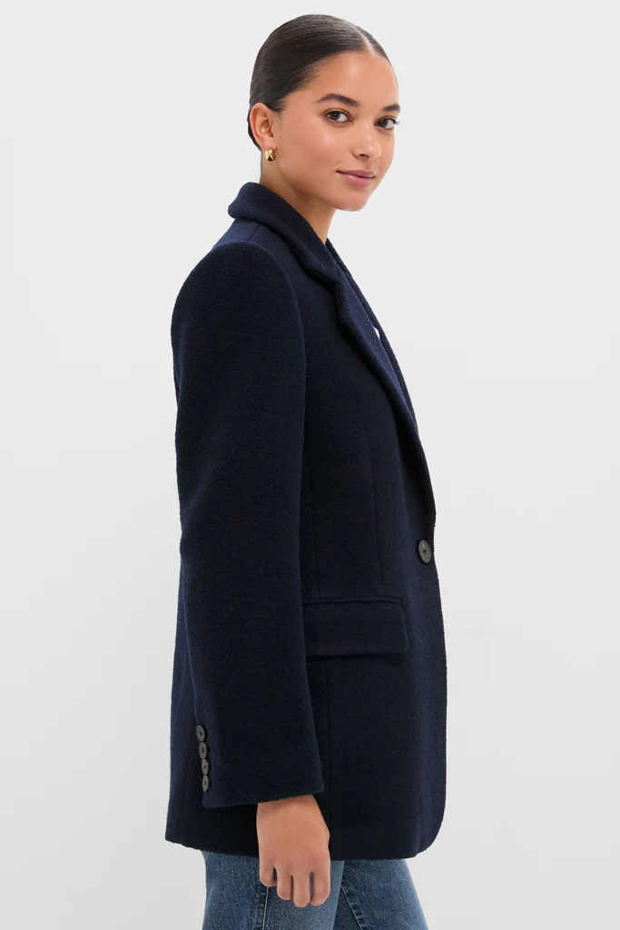 Navy Boucle Leo Blazer - Image 3
