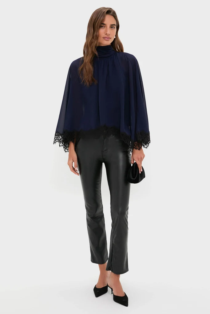 Navy Cape Chiffon Ashfield Top - Image 2