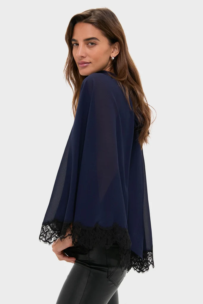 Navy Cape Chiffon Ashfield Top - Image 3