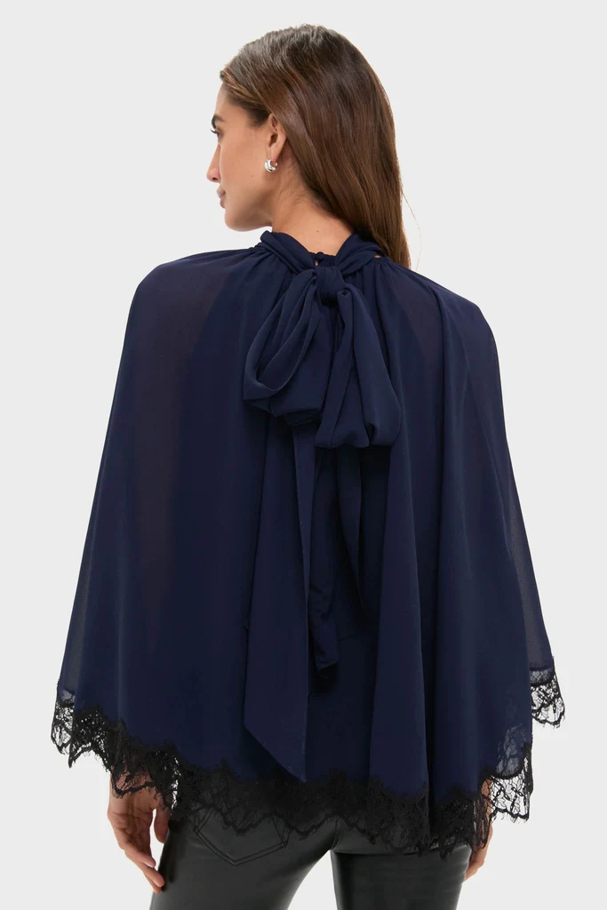 Navy Cape Chiffon Ashfield Top - Image 4