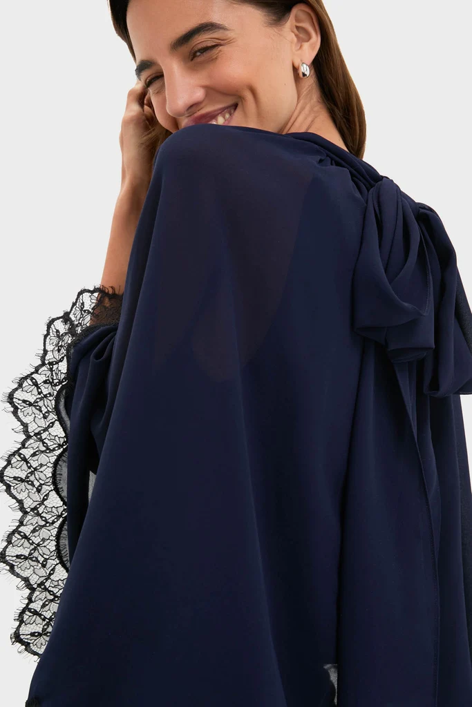 Navy Cape Chiffon Ashfield Top - Image 5