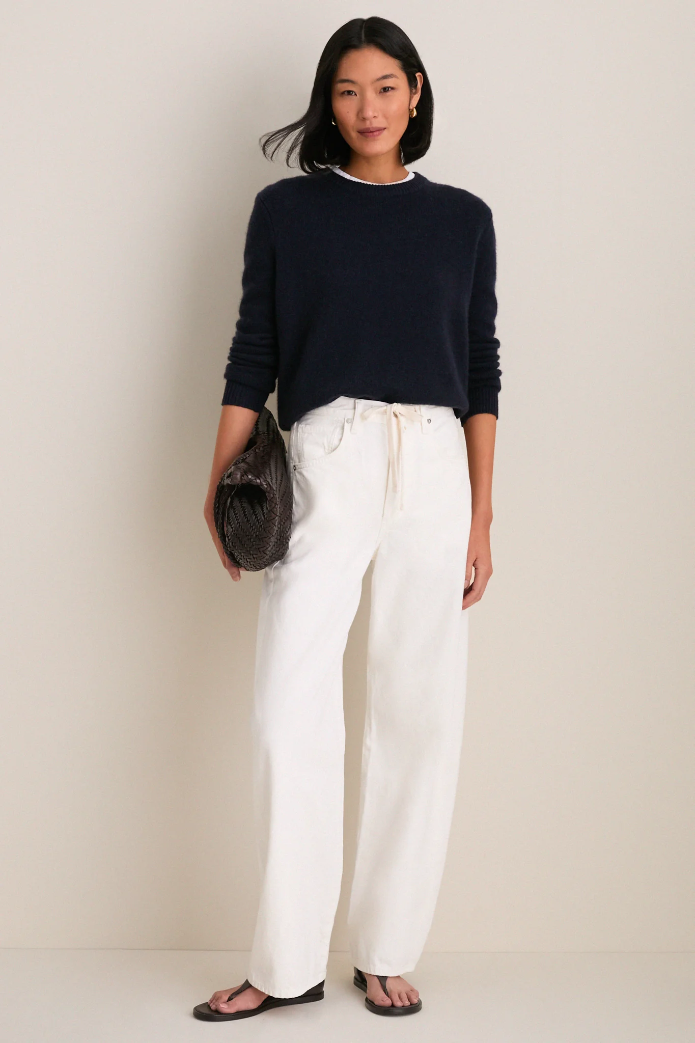 Navy Cashmere Bodie Boyfriend Crewneck - Image 2
