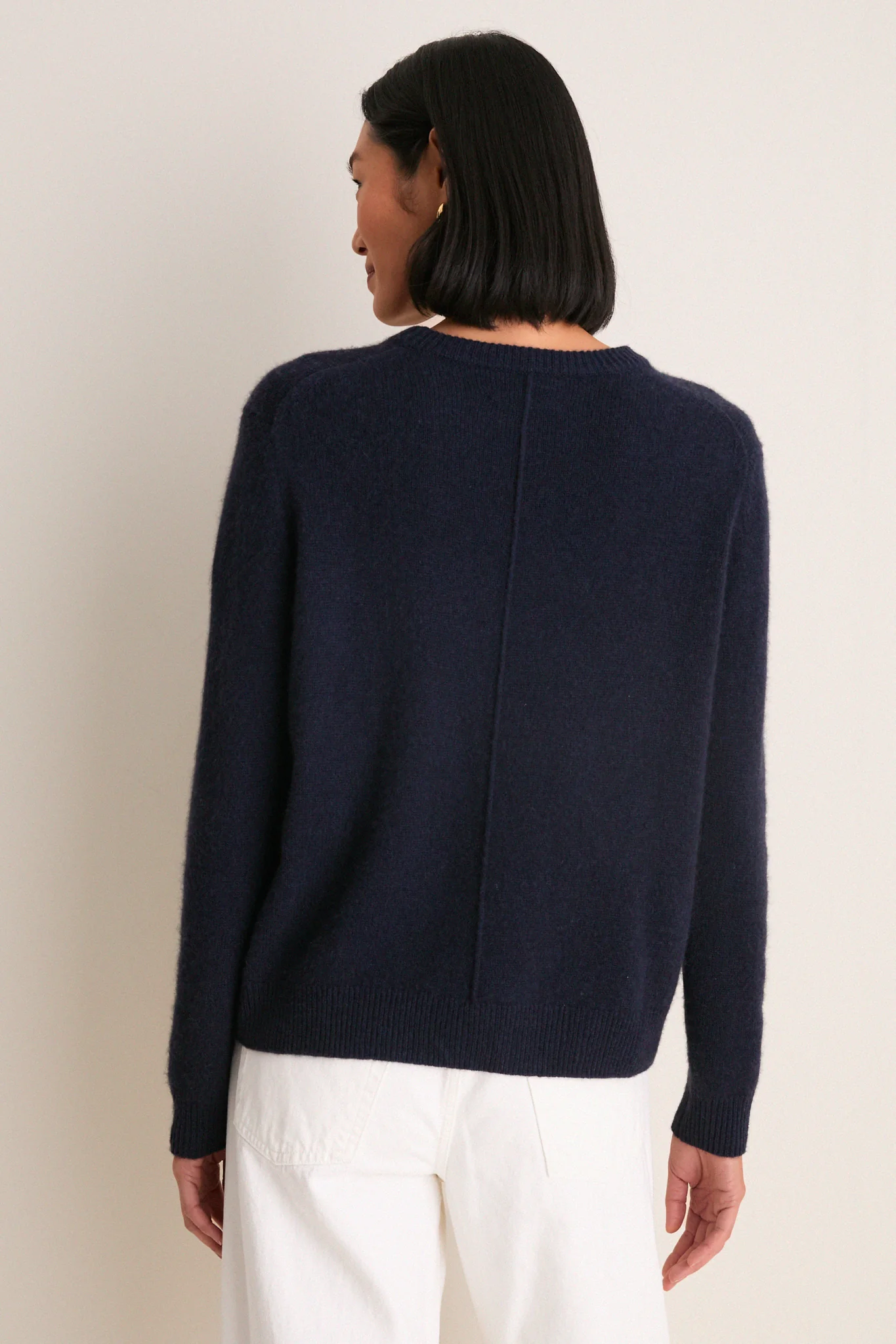 Navy Cashmere Bodie Boyfriend Crewneck - Image 4