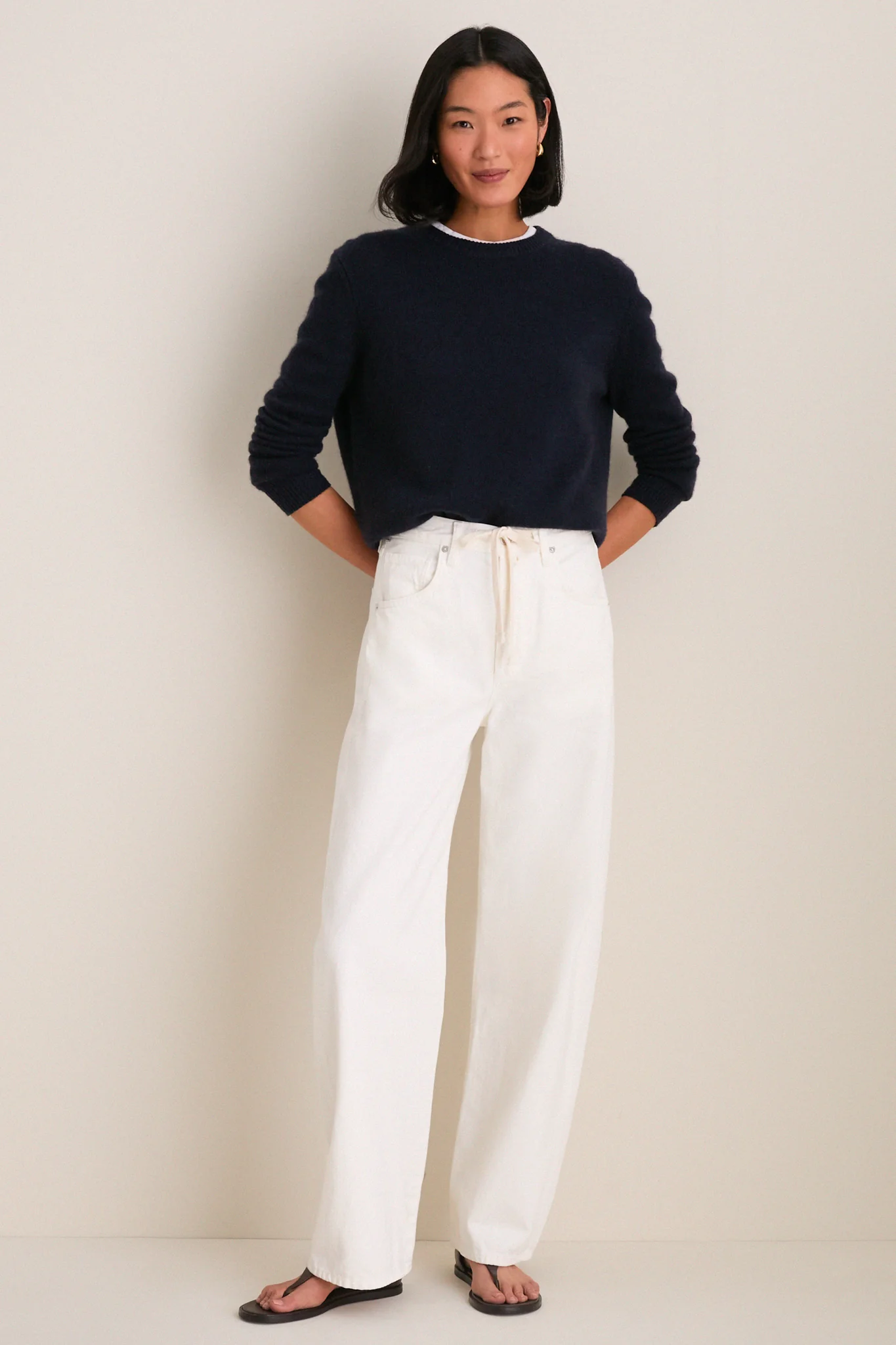 Navy Cashmere Bodie Boyfriend Crewneck - Image 6