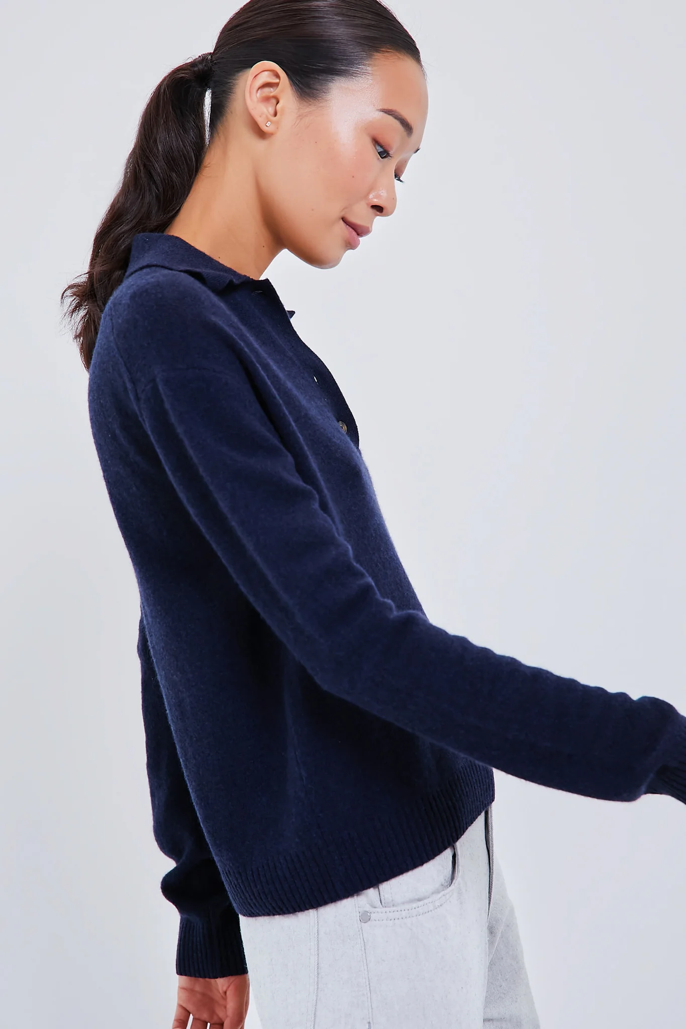 Navy Cashmere Cassidy Polo Sweater - Image 3