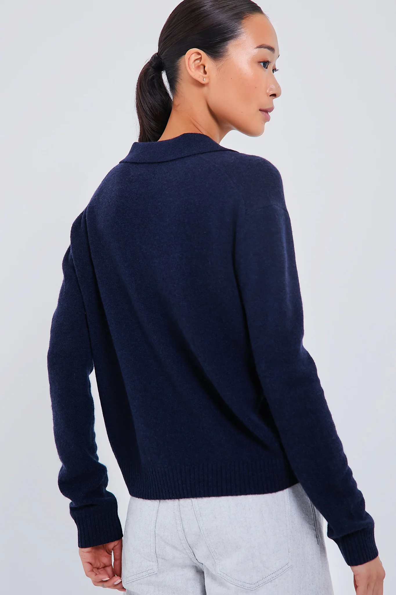Navy Cashmere Cassidy Polo Sweater - Image 4