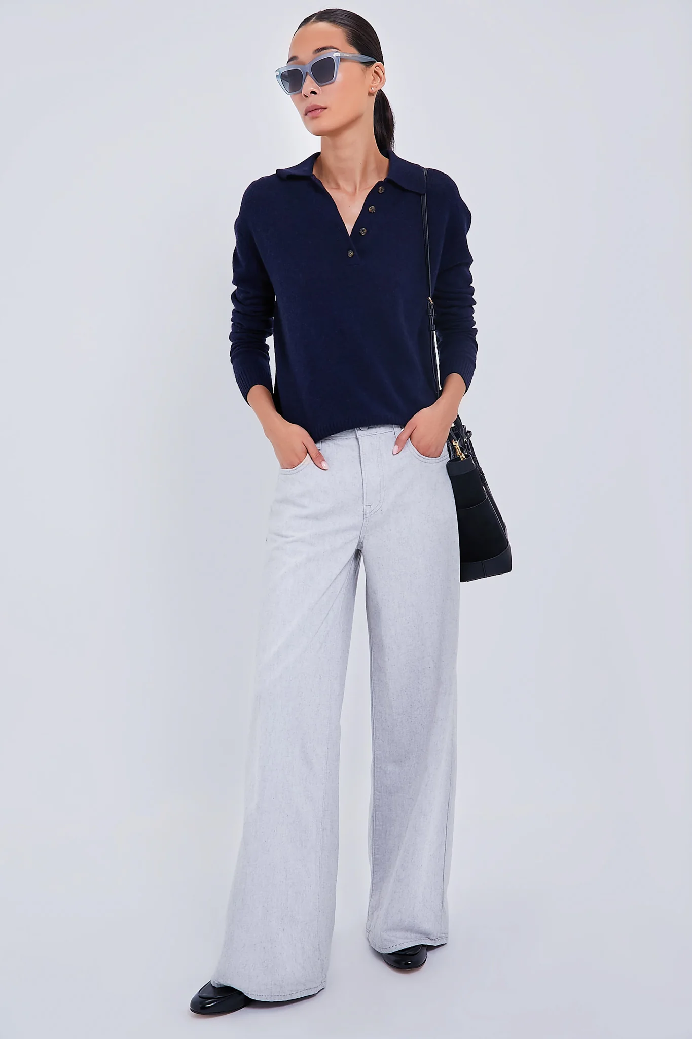 Navy Cashmere Cassidy Polo Sweater - Image 6
