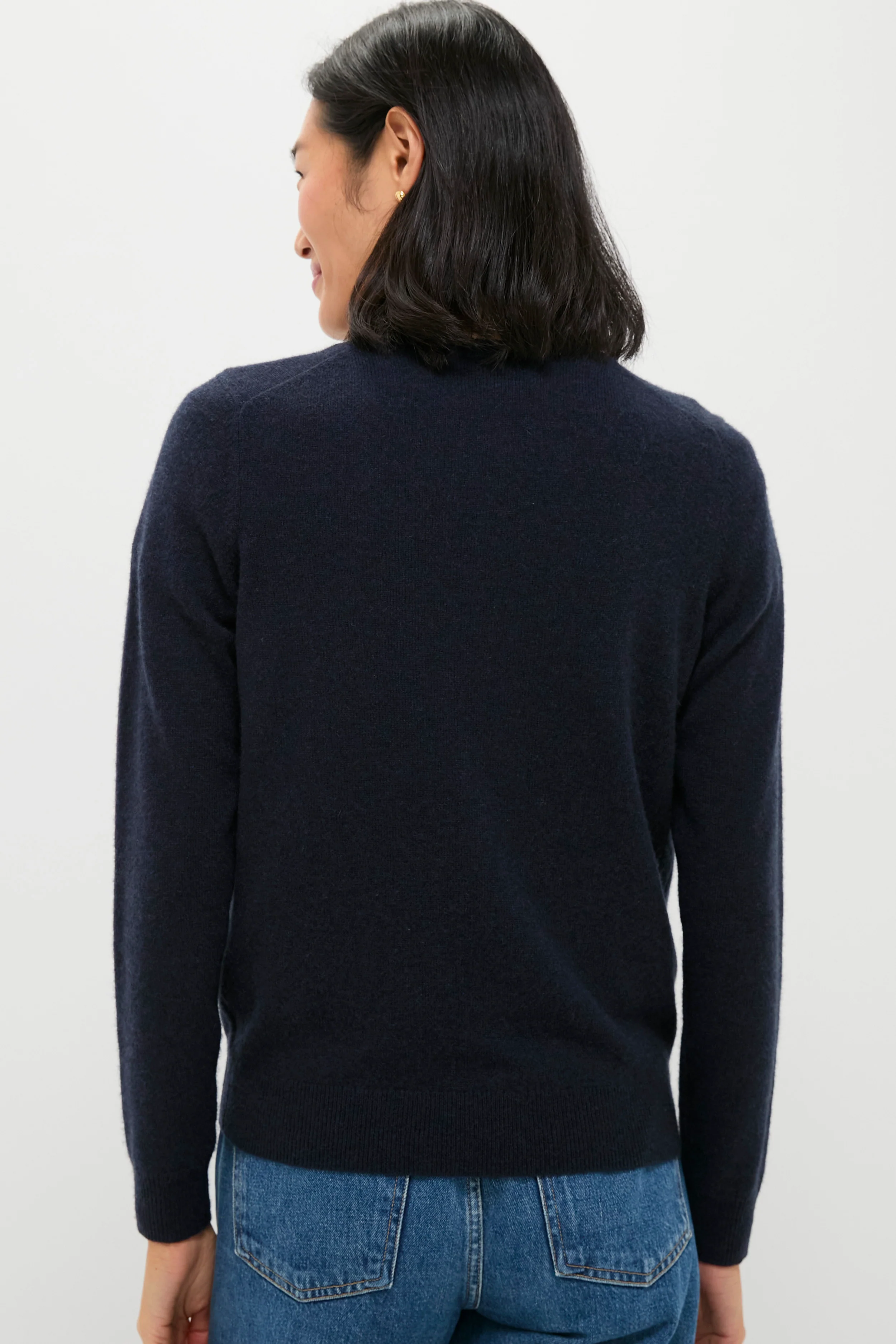 Navy Cashmere Crewneck Sweater - Image 6
