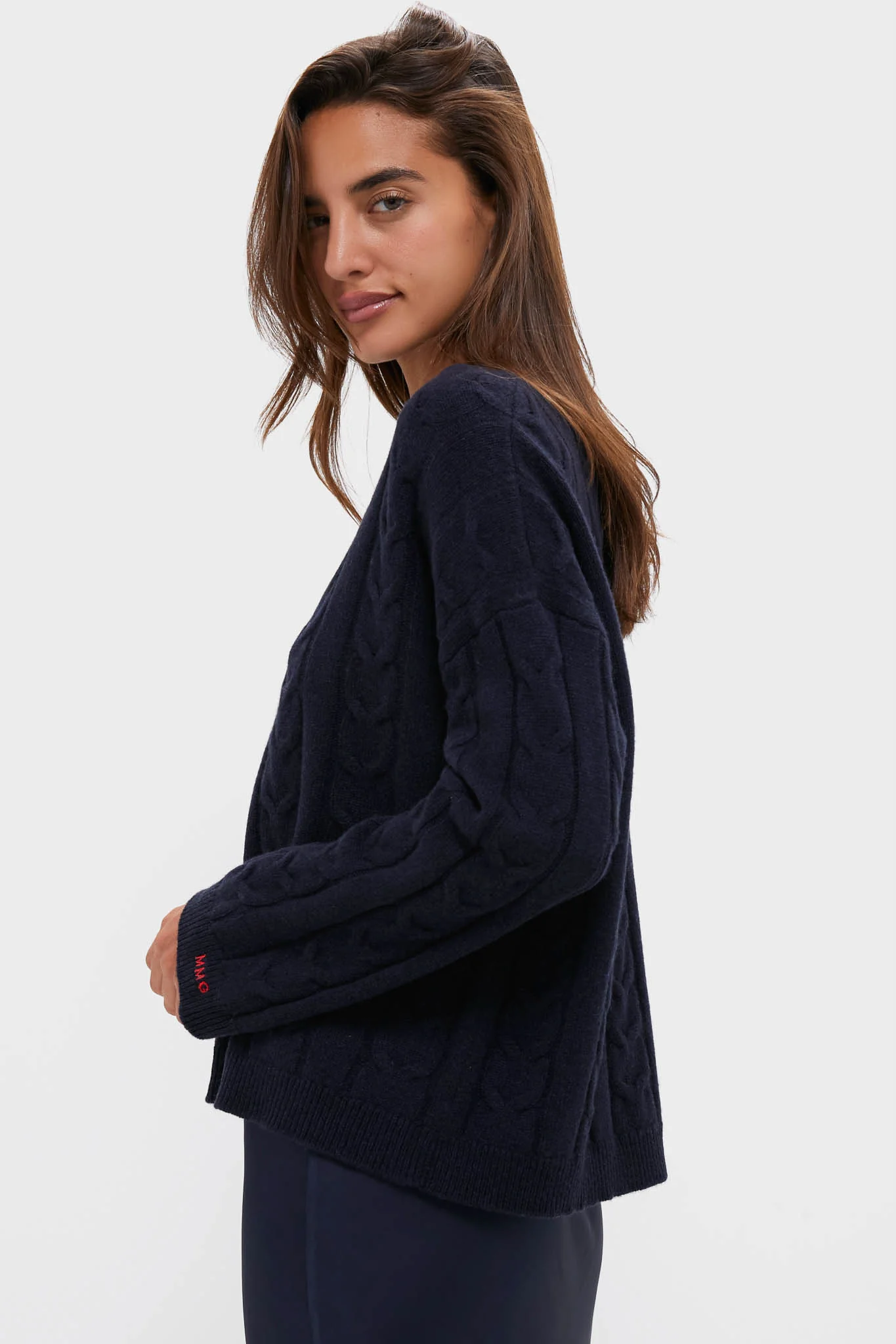Navy Cashmere Eloise Cable Knit Sweater - Image 3