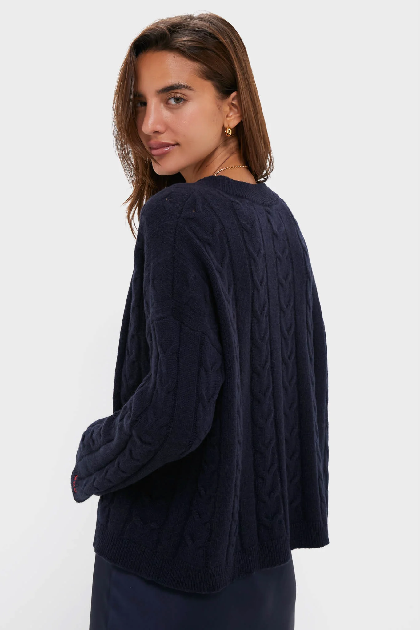 Navy Cashmere Eloise Cable Knit Sweater - Image 4