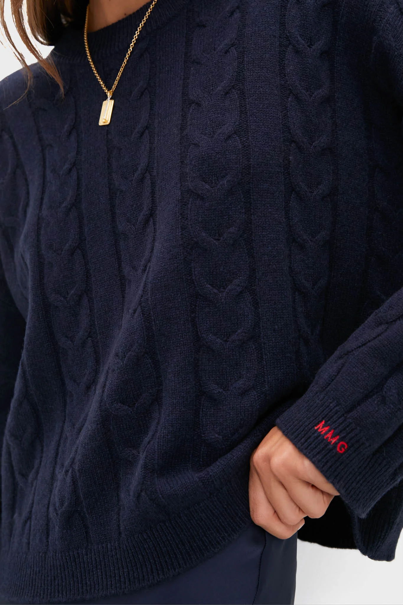 Navy Cashmere Eloise Cable Knit Sweater - Image 5