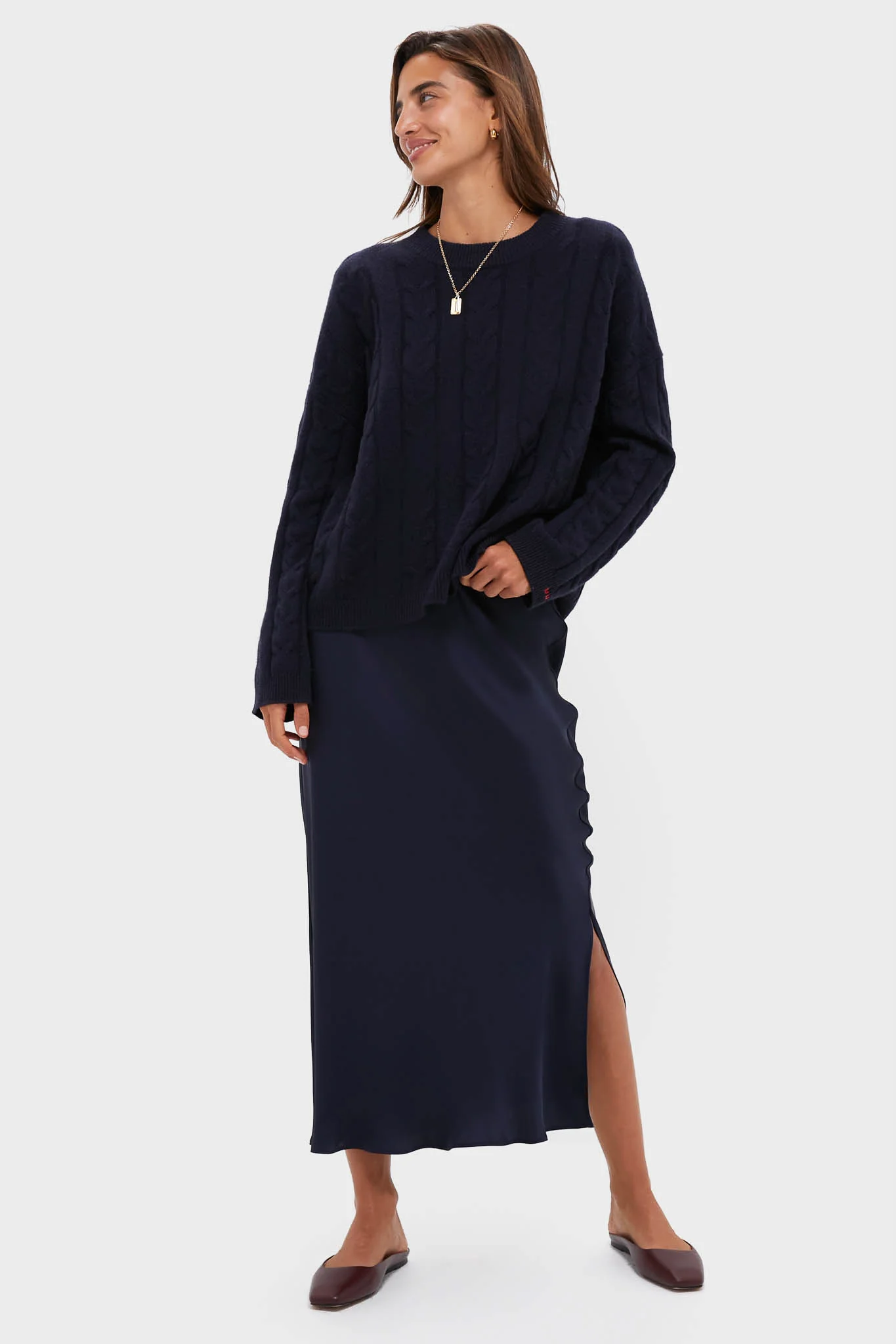 Navy Cashmere Eloise Cable Knit Sweater - Image 6