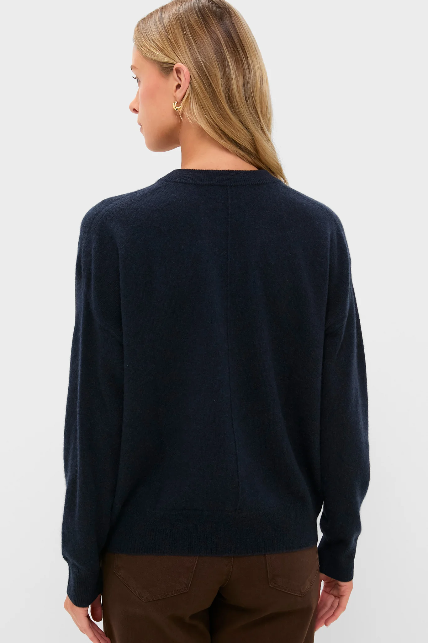 Navy Cashmere Emma V-Neck Boyfriend Sweater - Image 4