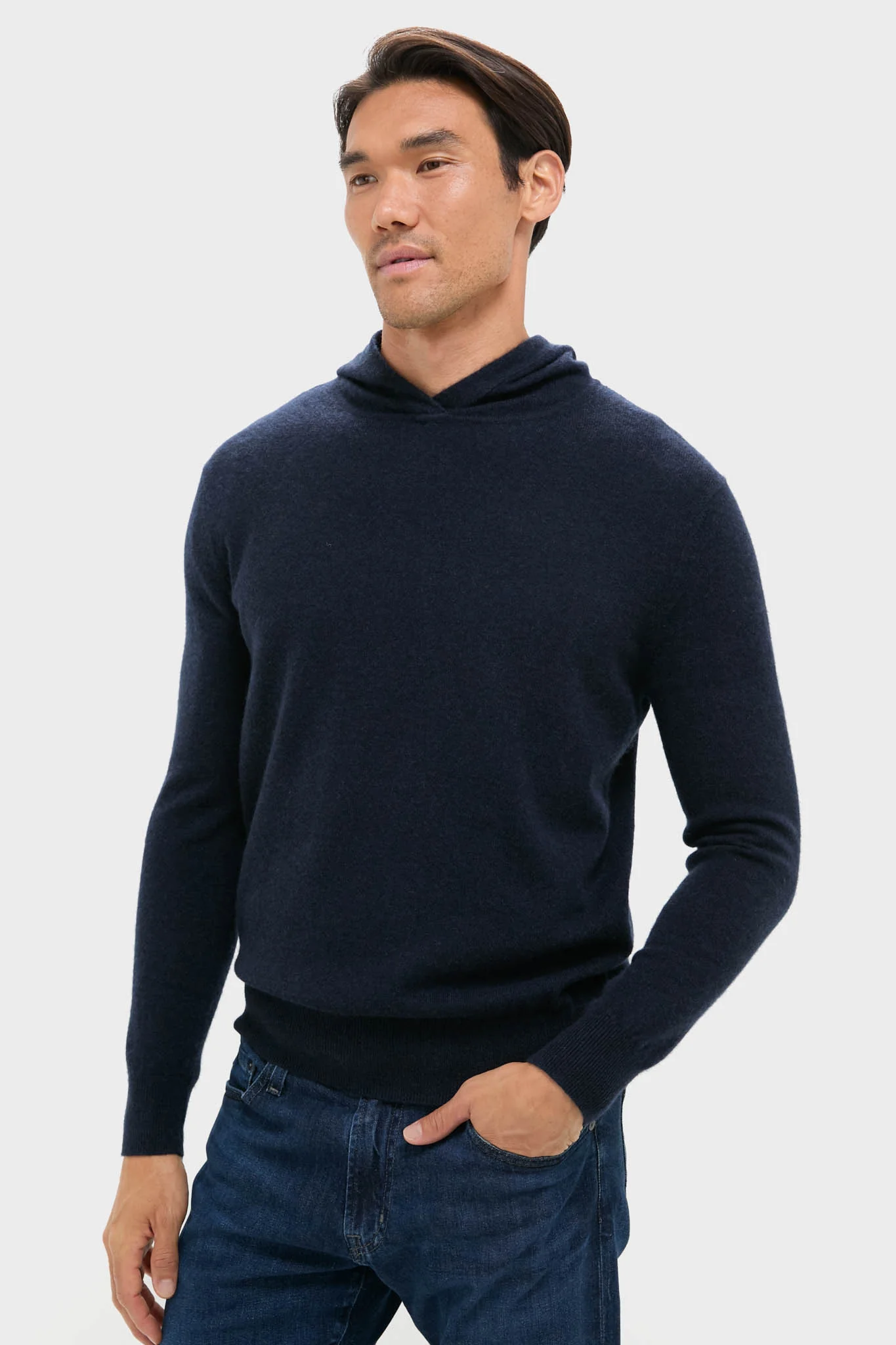 Navy Cashmere Hoodie - Image 3