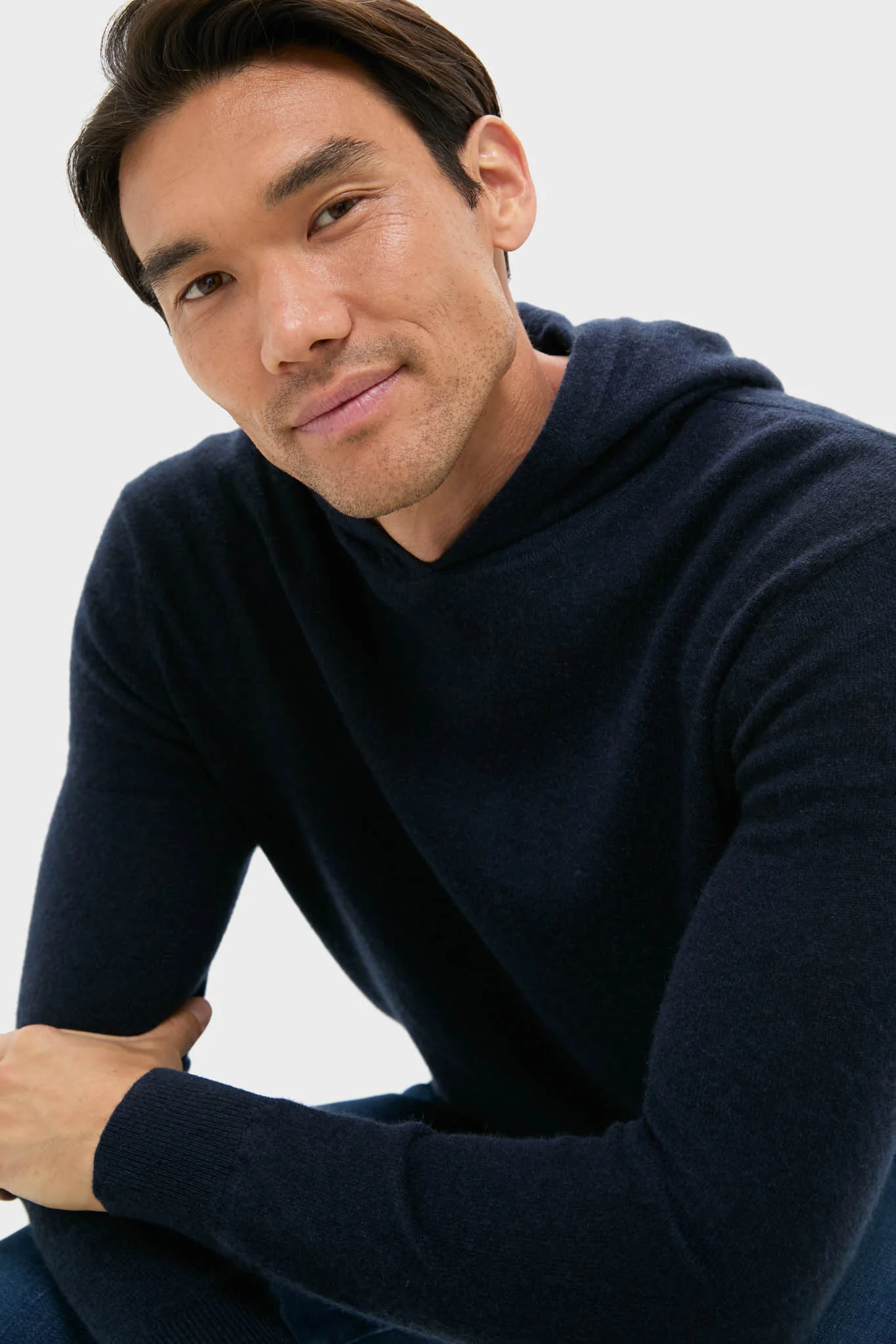 Navy Cashmere Hoodie - Image 5