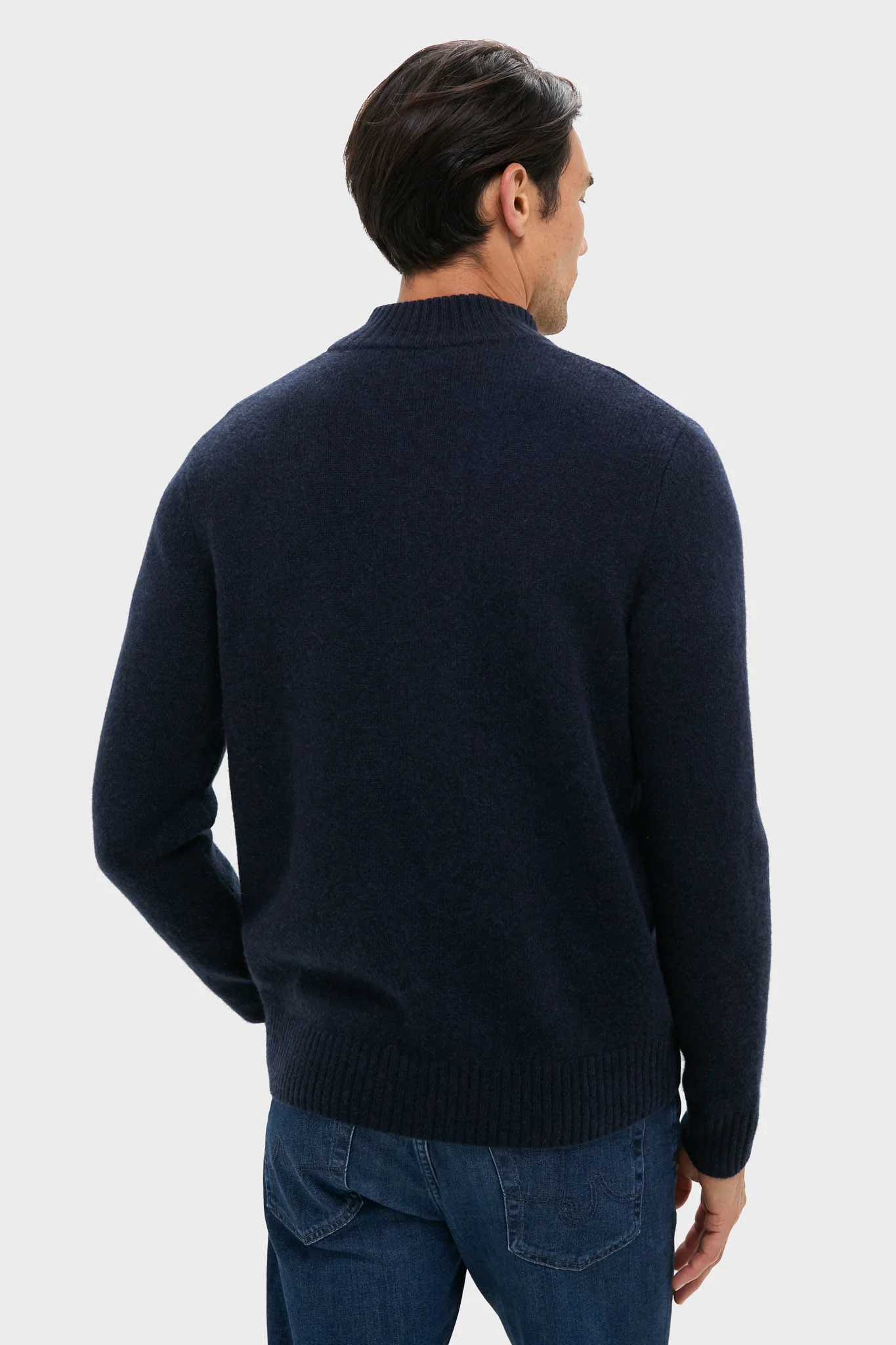 Navy Cashmere Knit Quarter-Zip - Image 5