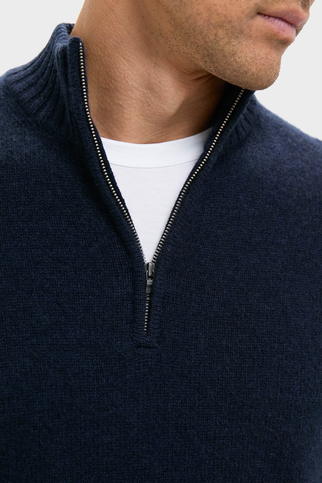 Navy Cashmere Knit Quarter-Zip - Image 6
