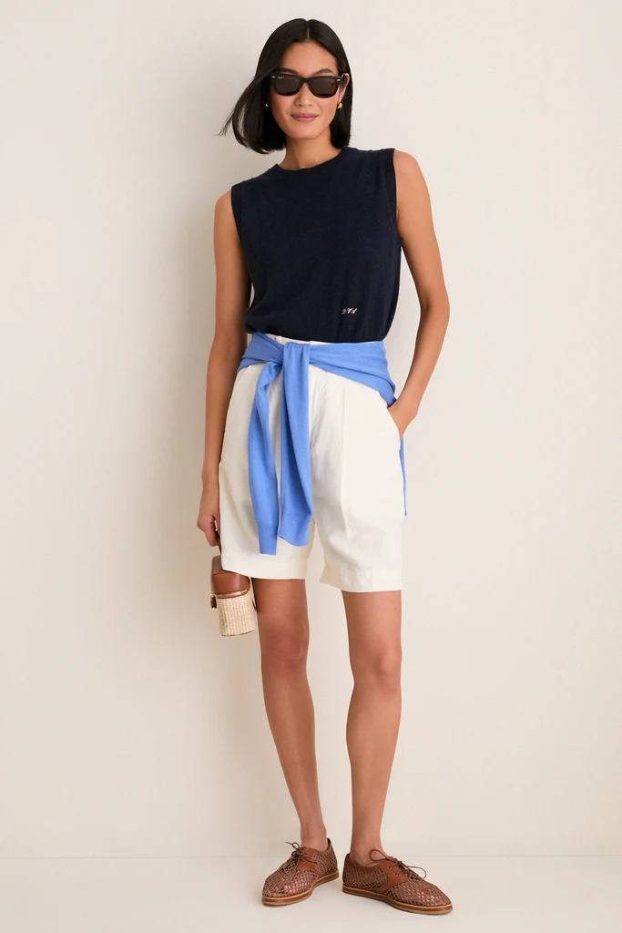 Navy Cashmere Sleeveless Ava Shell - Image 2