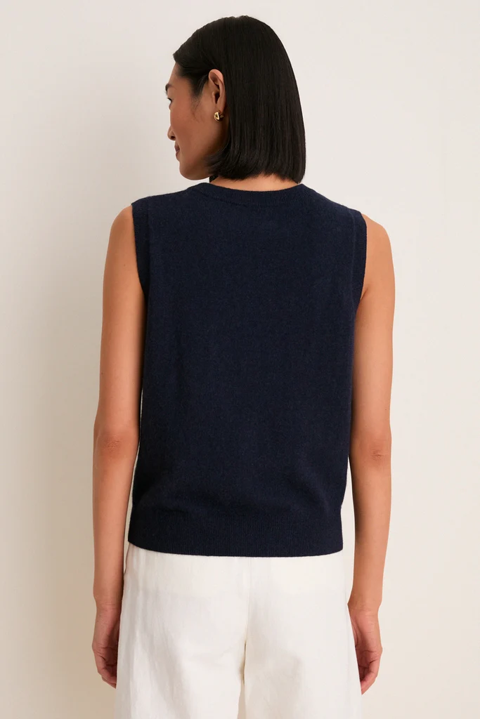 Navy Cashmere Sleeveless Ava Shell - Image 4