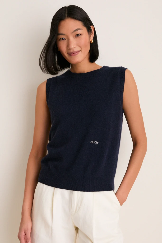 Navy Cashmere Sleeveless Ava Shell - Image 7