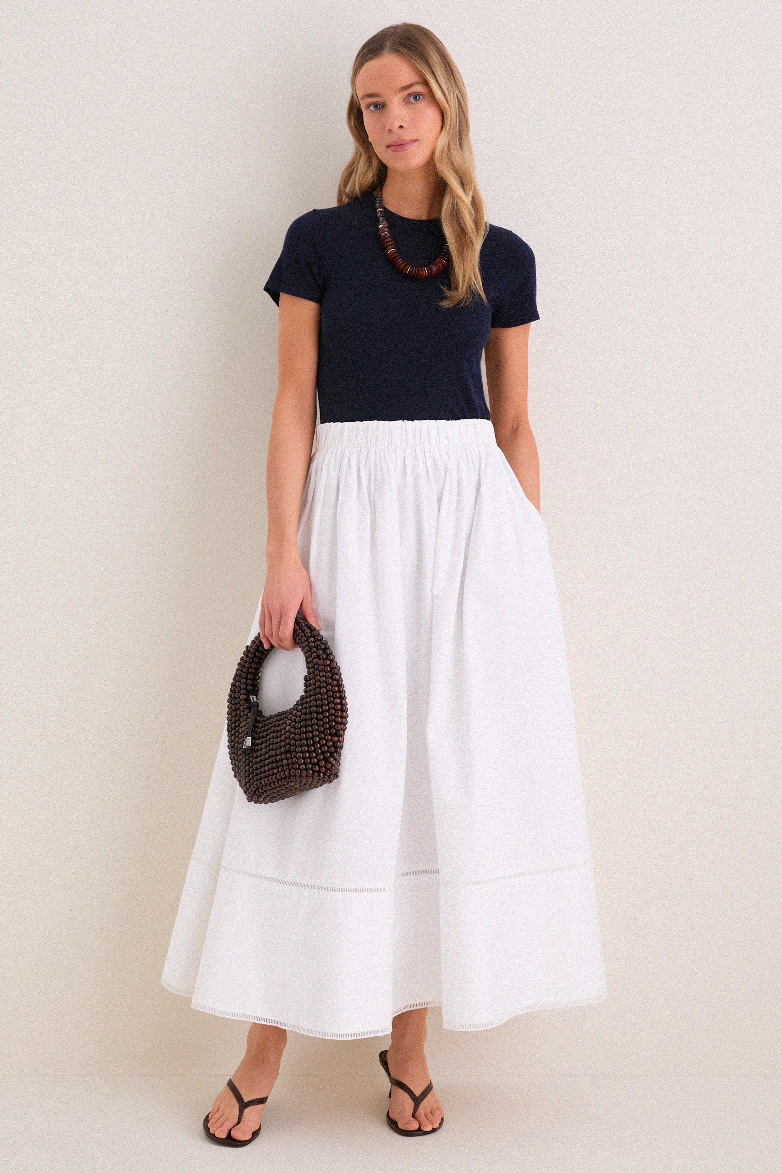 Navy Cashmere Silk Katie Tee - Image 2