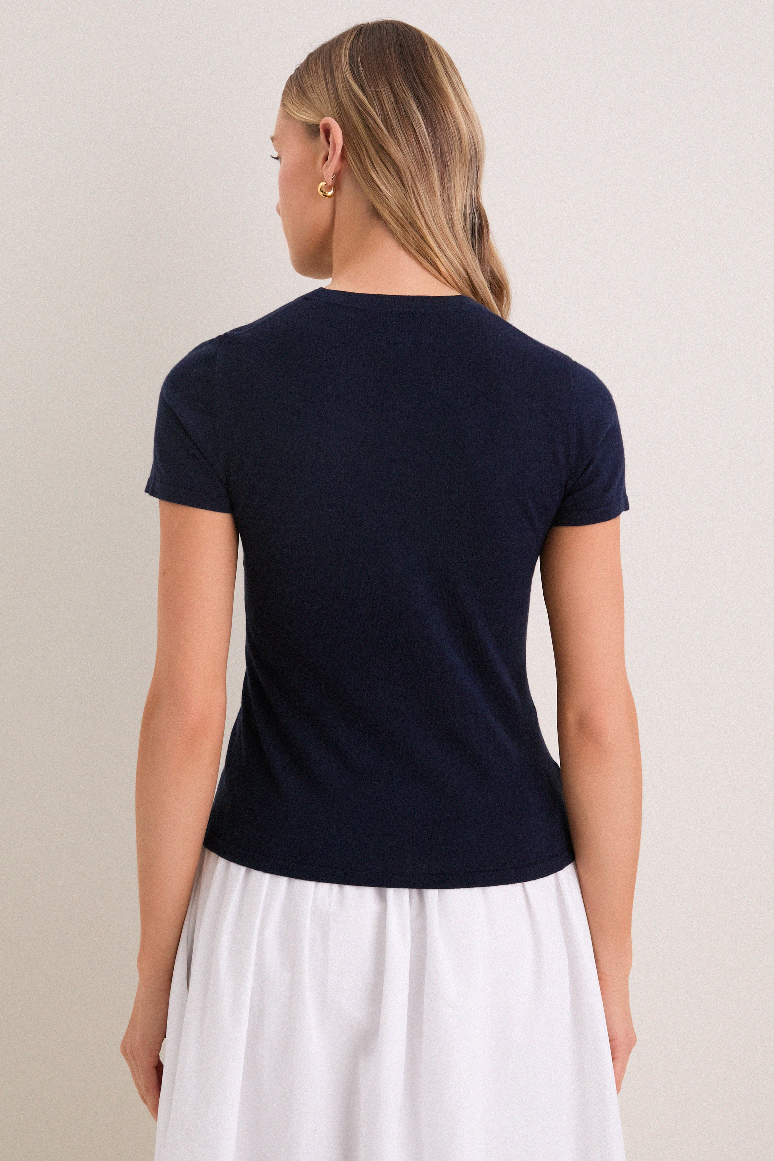 Navy Cashmere Silk Katie Tee - Image 4