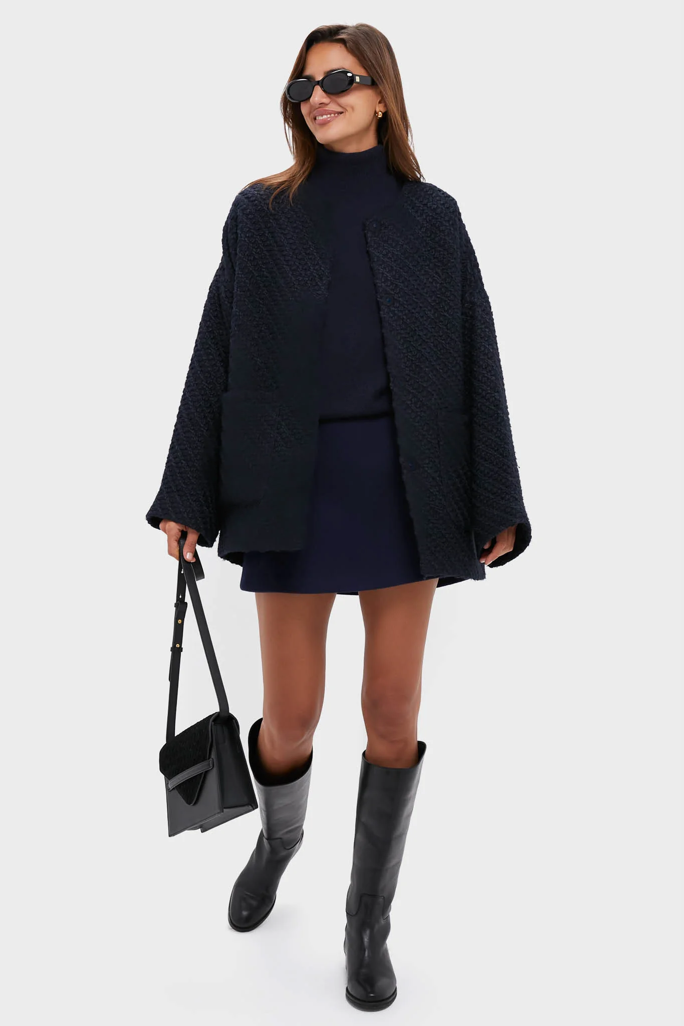 Navy Cashmere Turtleneck Sweater - Image 2