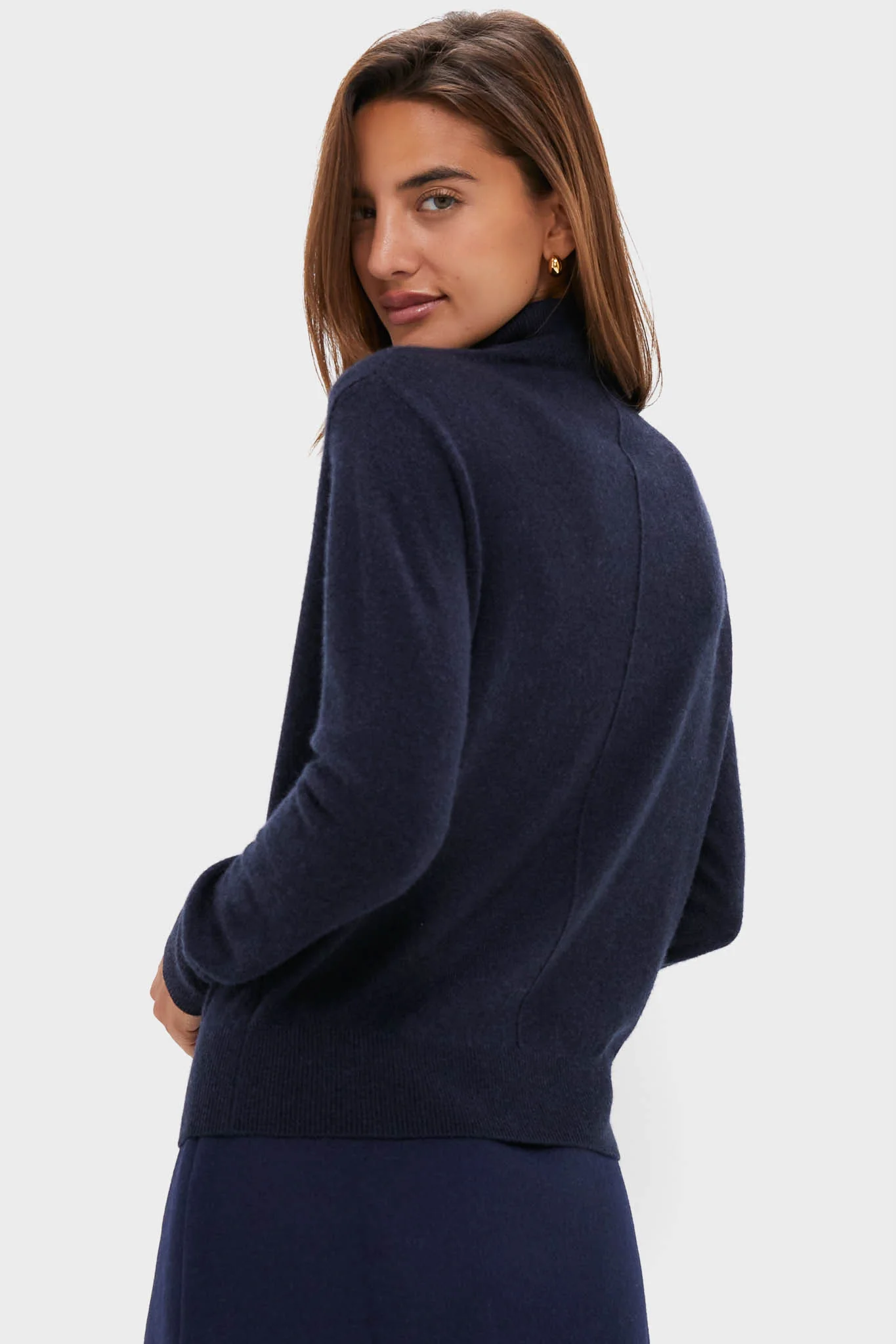 Navy Cashmere Turtleneck Sweater - Image 4
