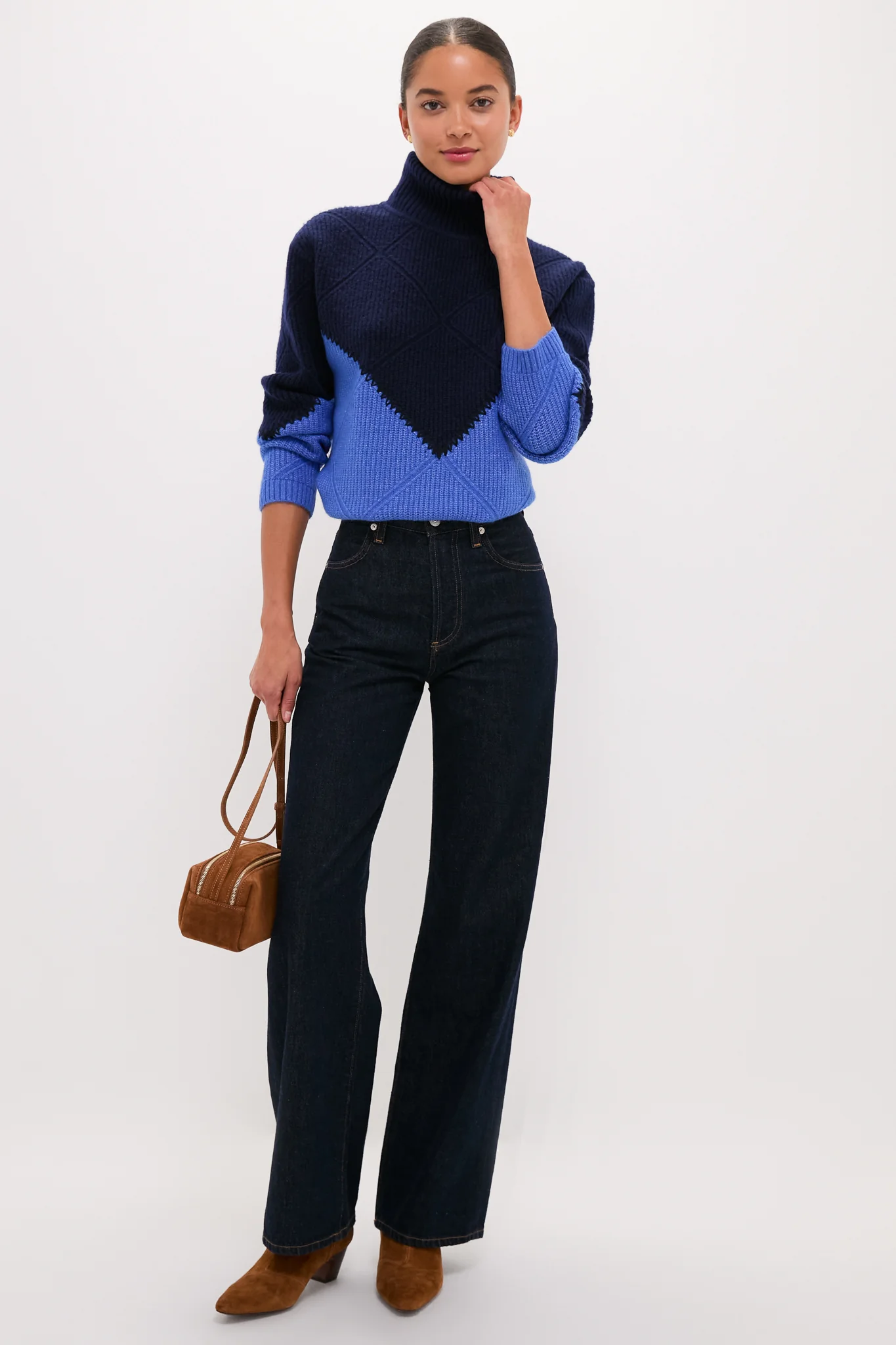 Navy & Cerulean Diamond Demi Turtleneck - Image 2
