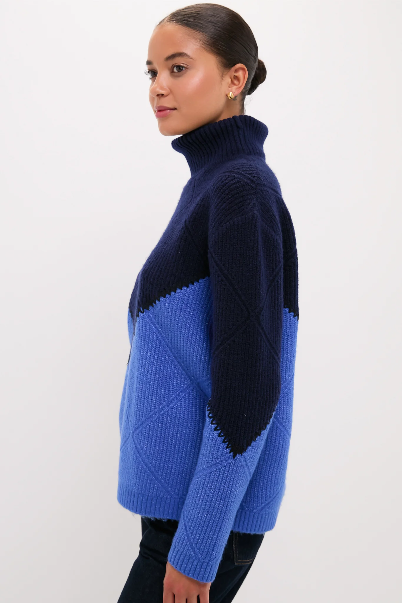 Navy & Cerulean Diamond Demi Turtleneck - Image 3