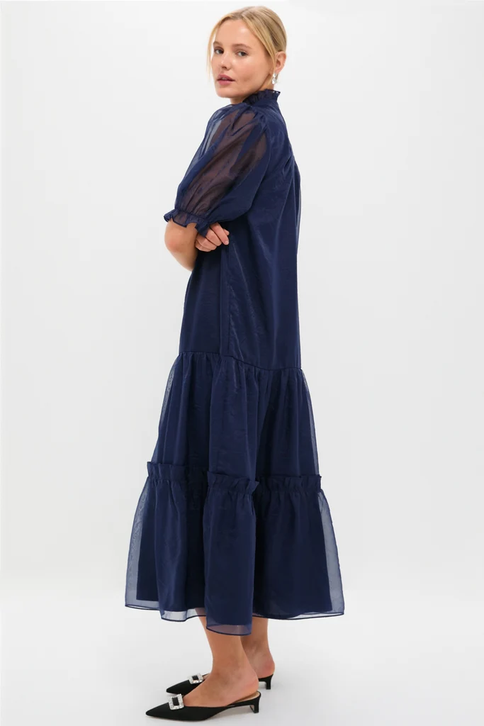 Navy Chiffon Selena Maxi Dress - Image 3