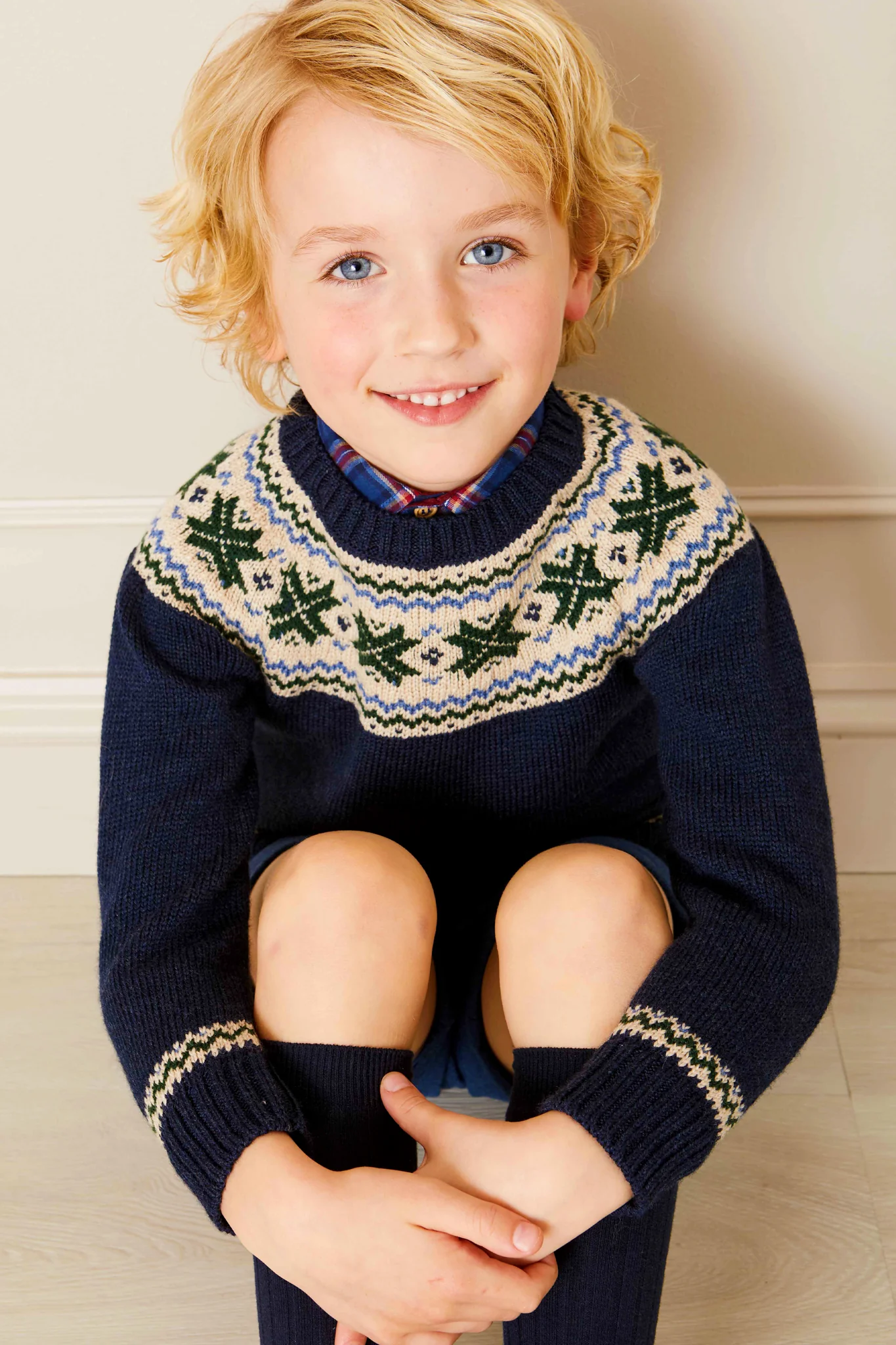 Classic Fair Isle Jumper in Navy - Image 4