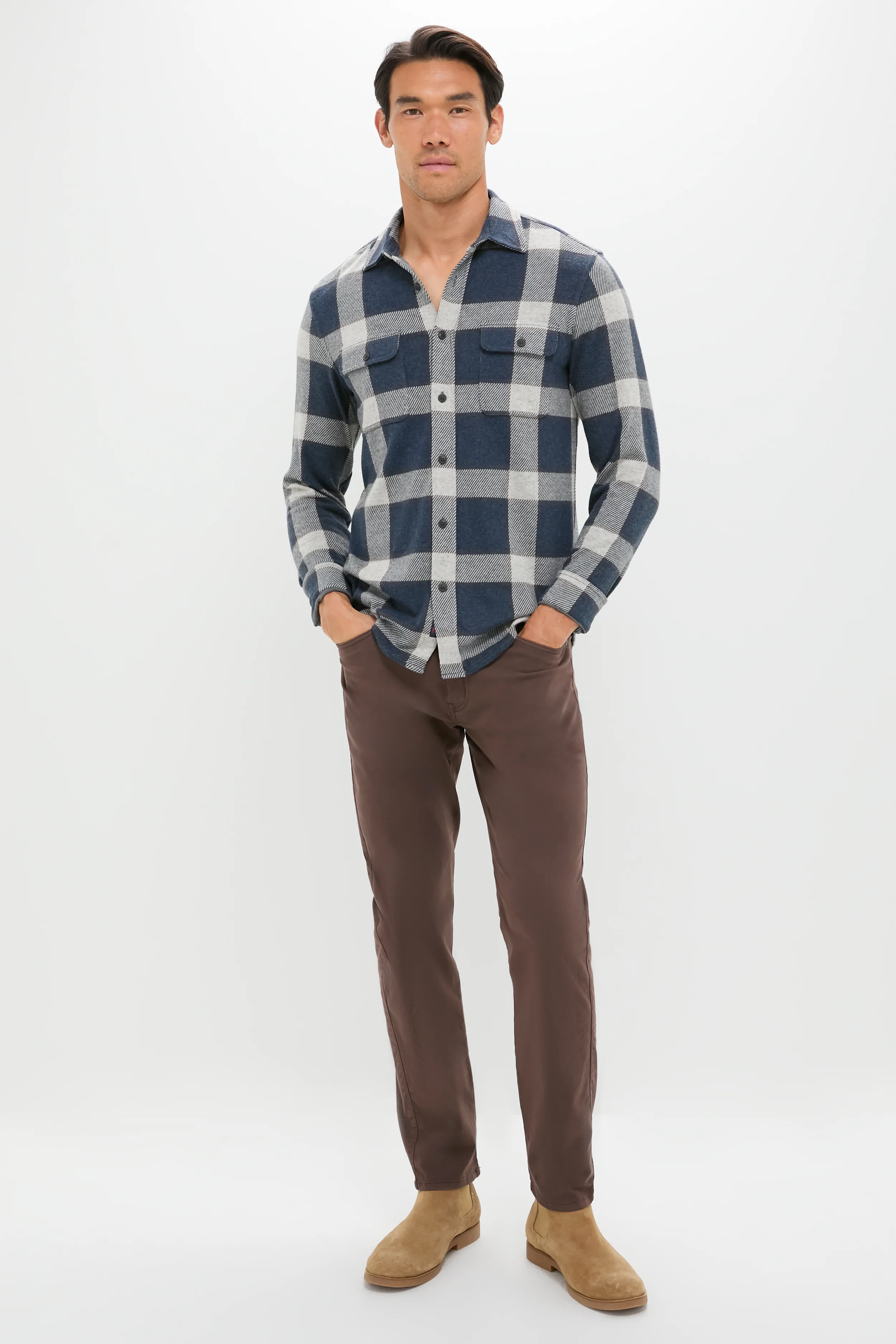 Navy Cloud Plaid Legend Sweater Shirt - Image 2