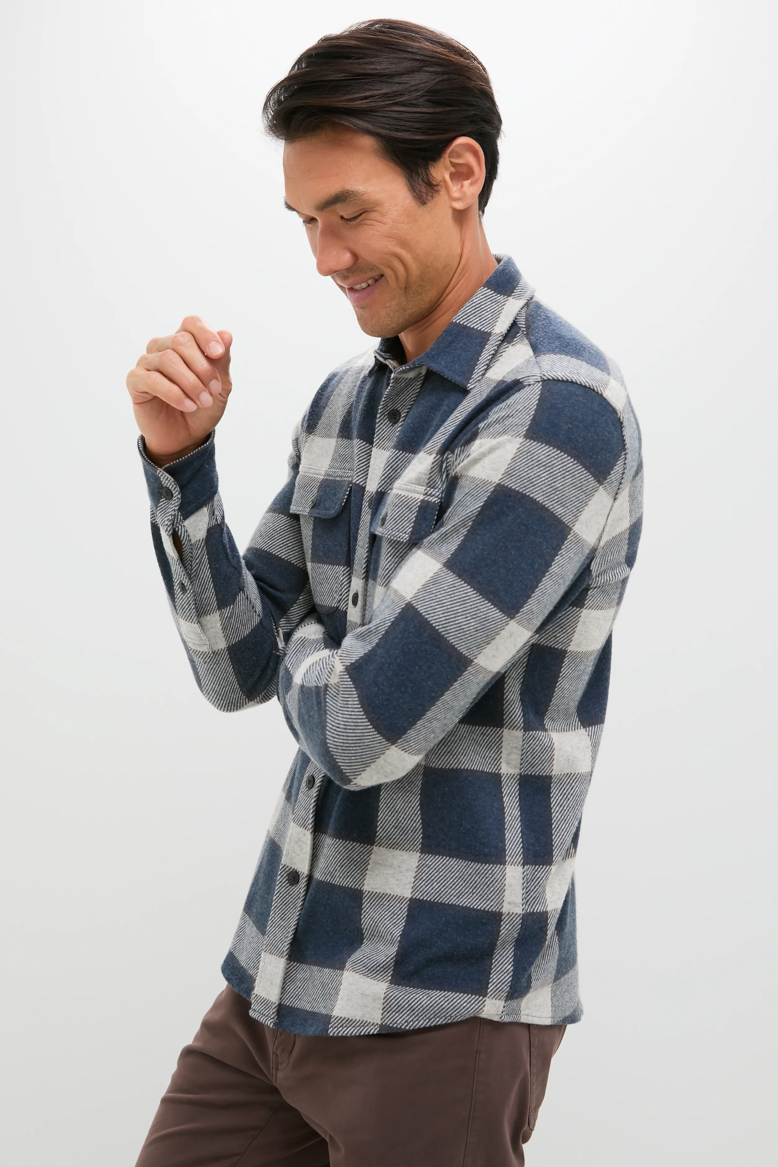 Navy Cloud Plaid Legend Sweater Shirt - Image 3