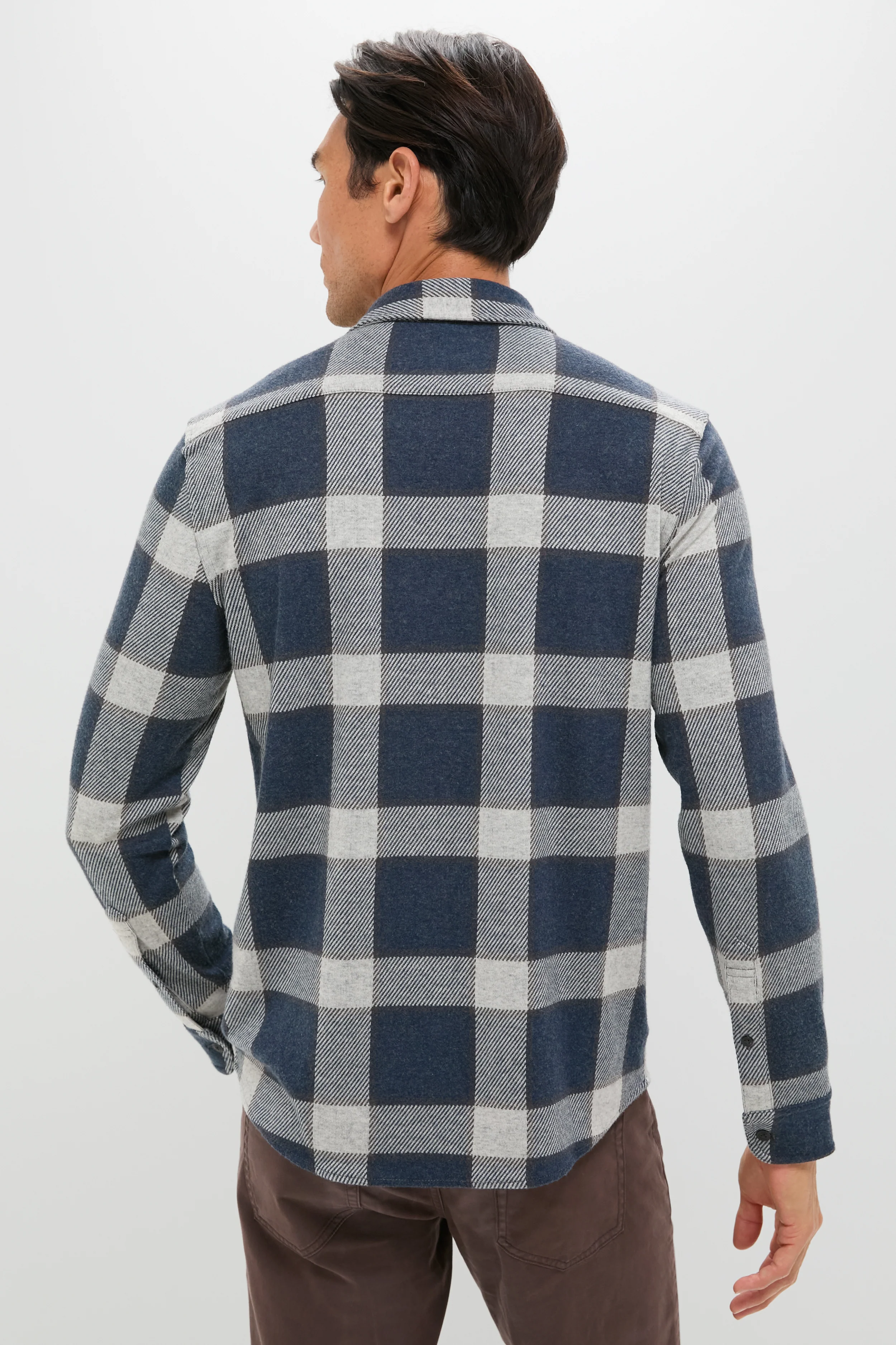Navy Cloud Plaid Legend Sweater Shirt - Image 4