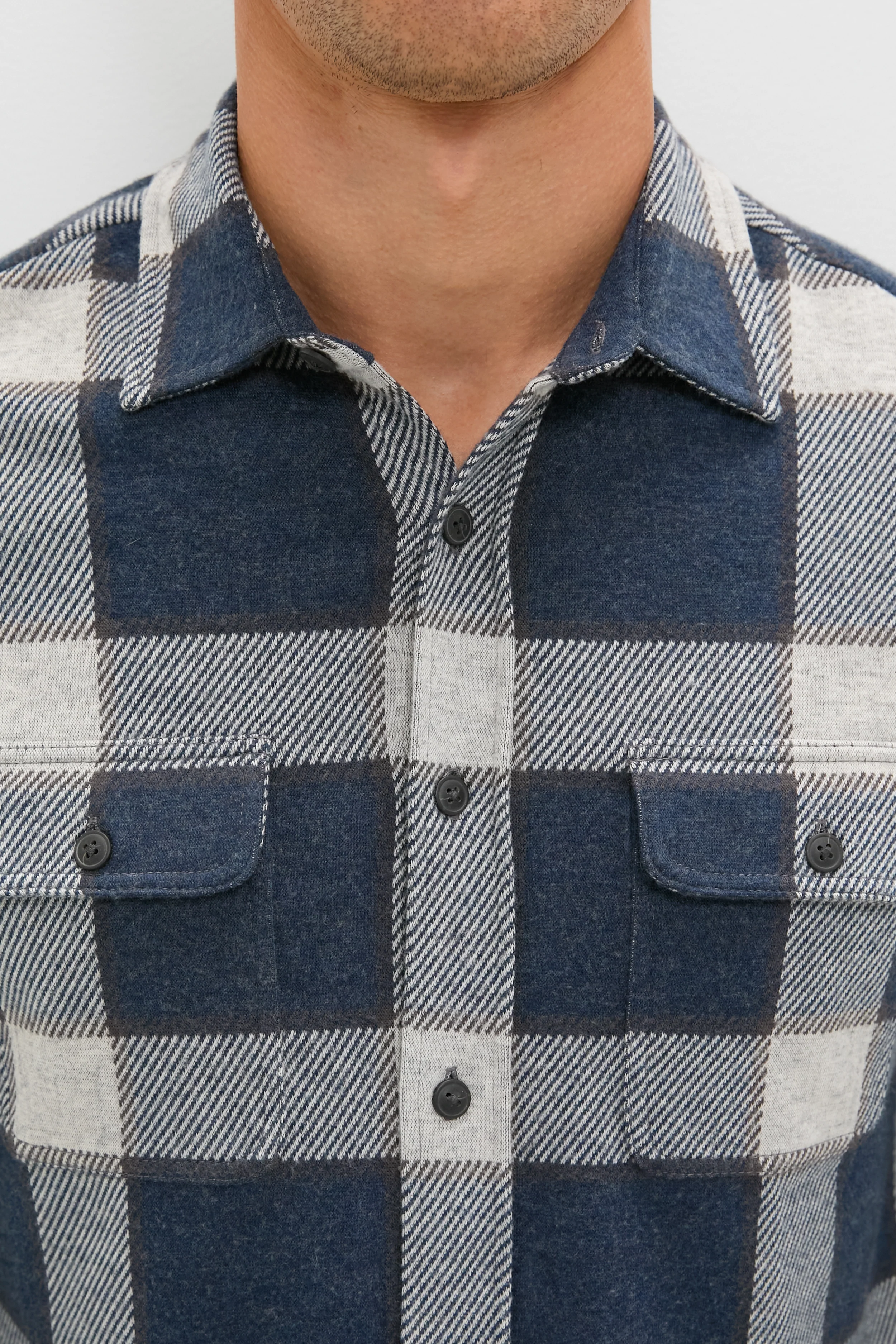 Navy Cloud Plaid Legend Sweater Shirt - Image 5