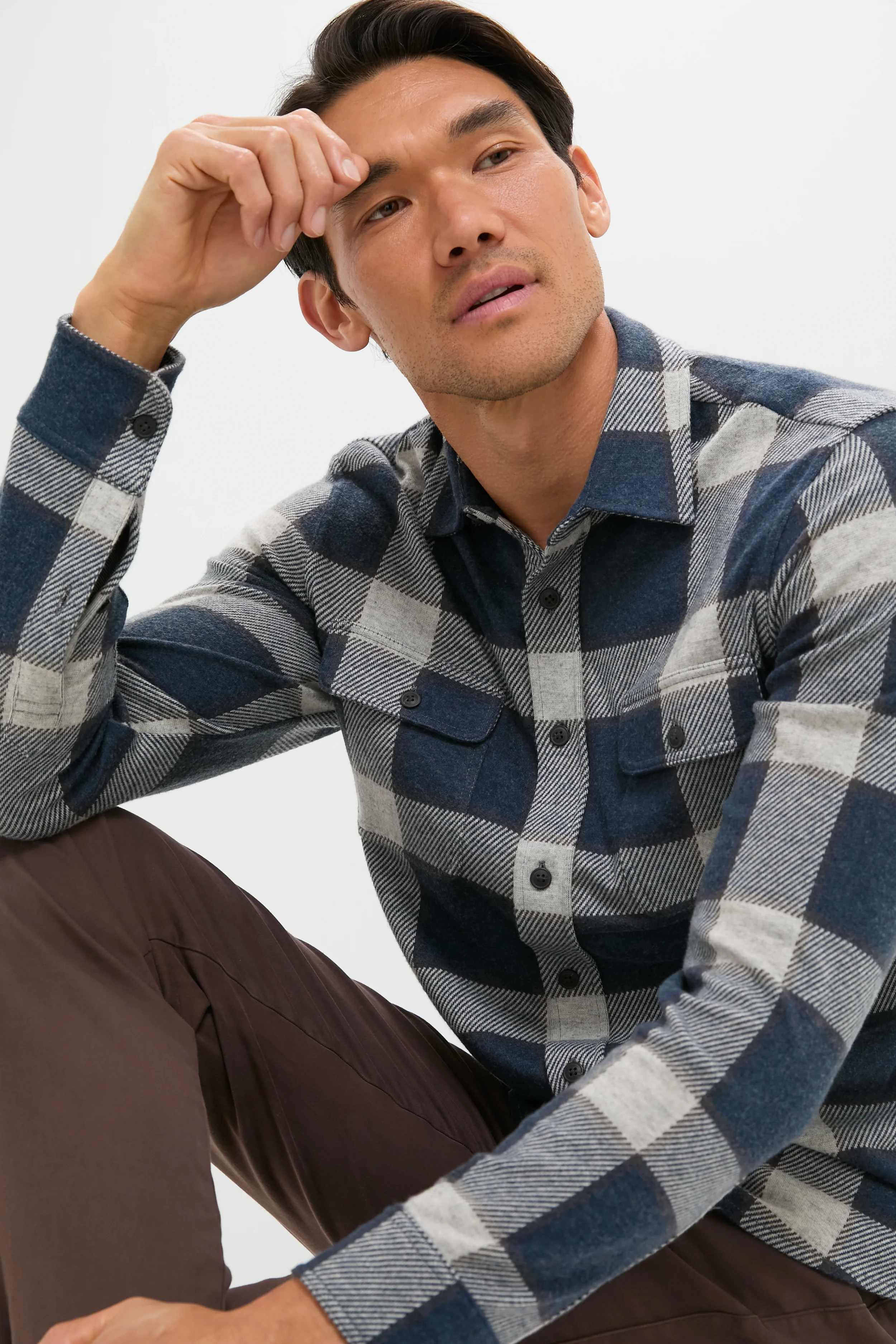 Navy Cloud Plaid Legend Sweater Shirt - Image 6