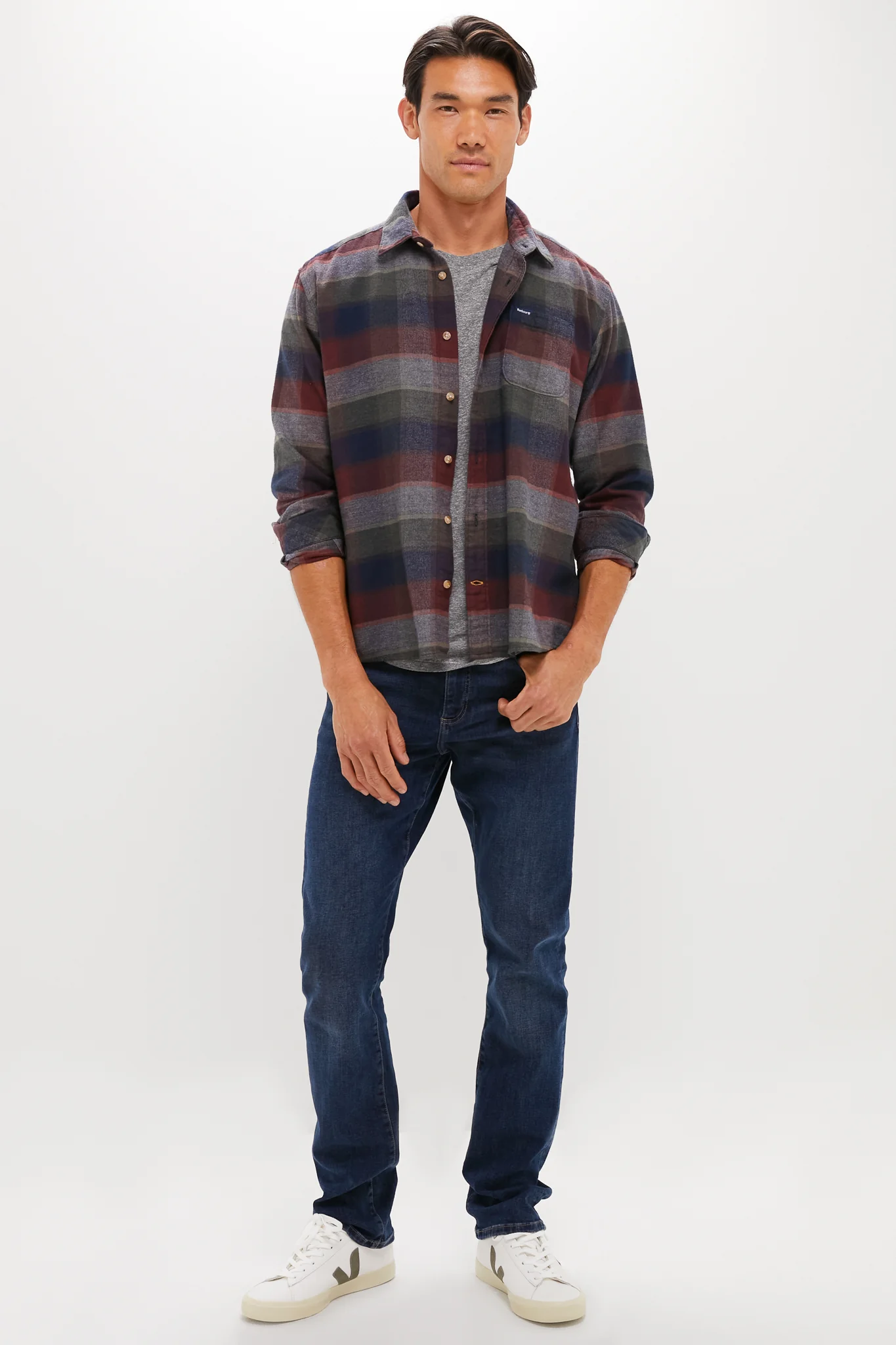 Navy Copswell Relaxed Checked Shirt - Image 2