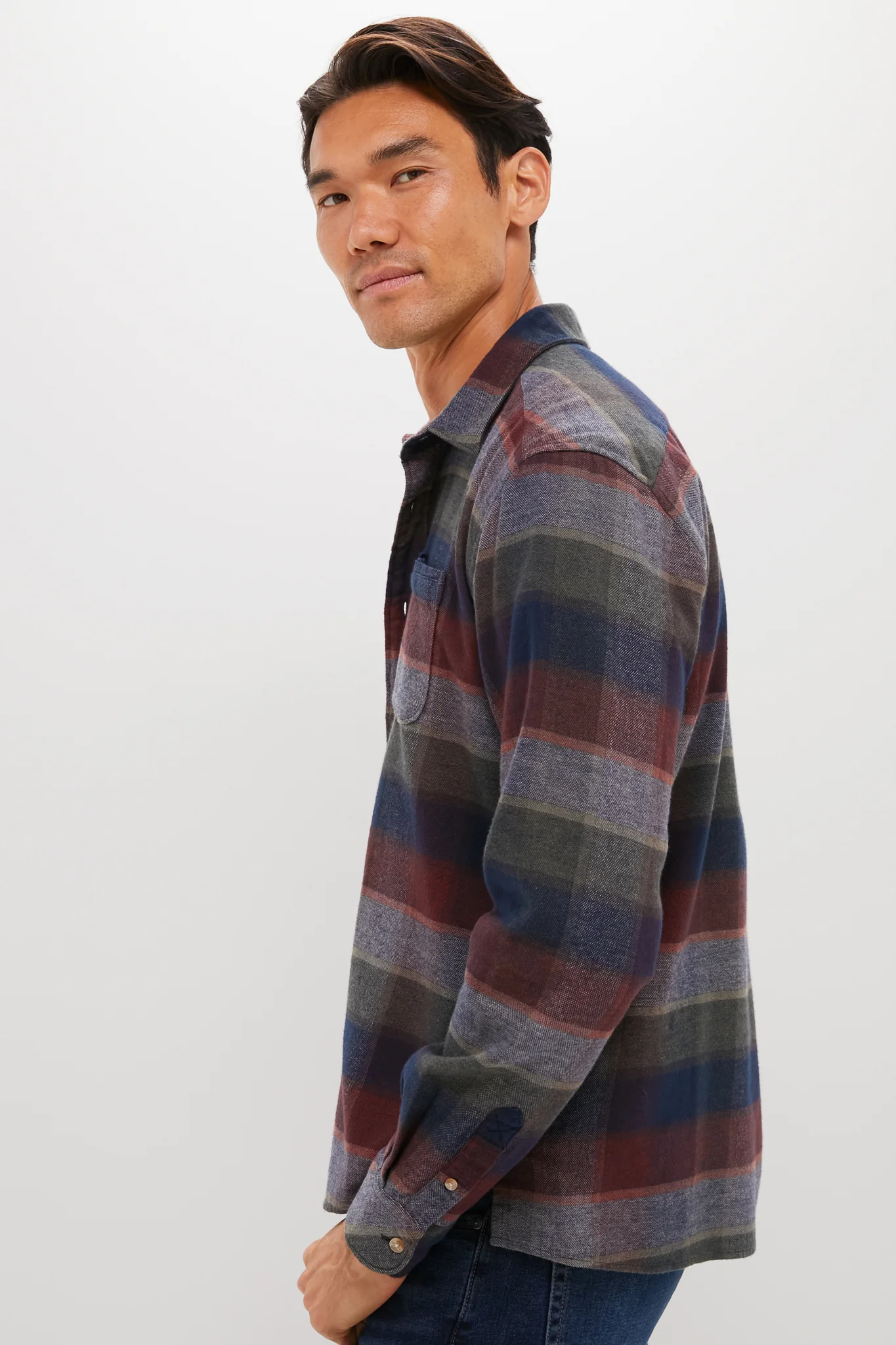 Navy Copswell Relaxed Checked Shirt - Image 3