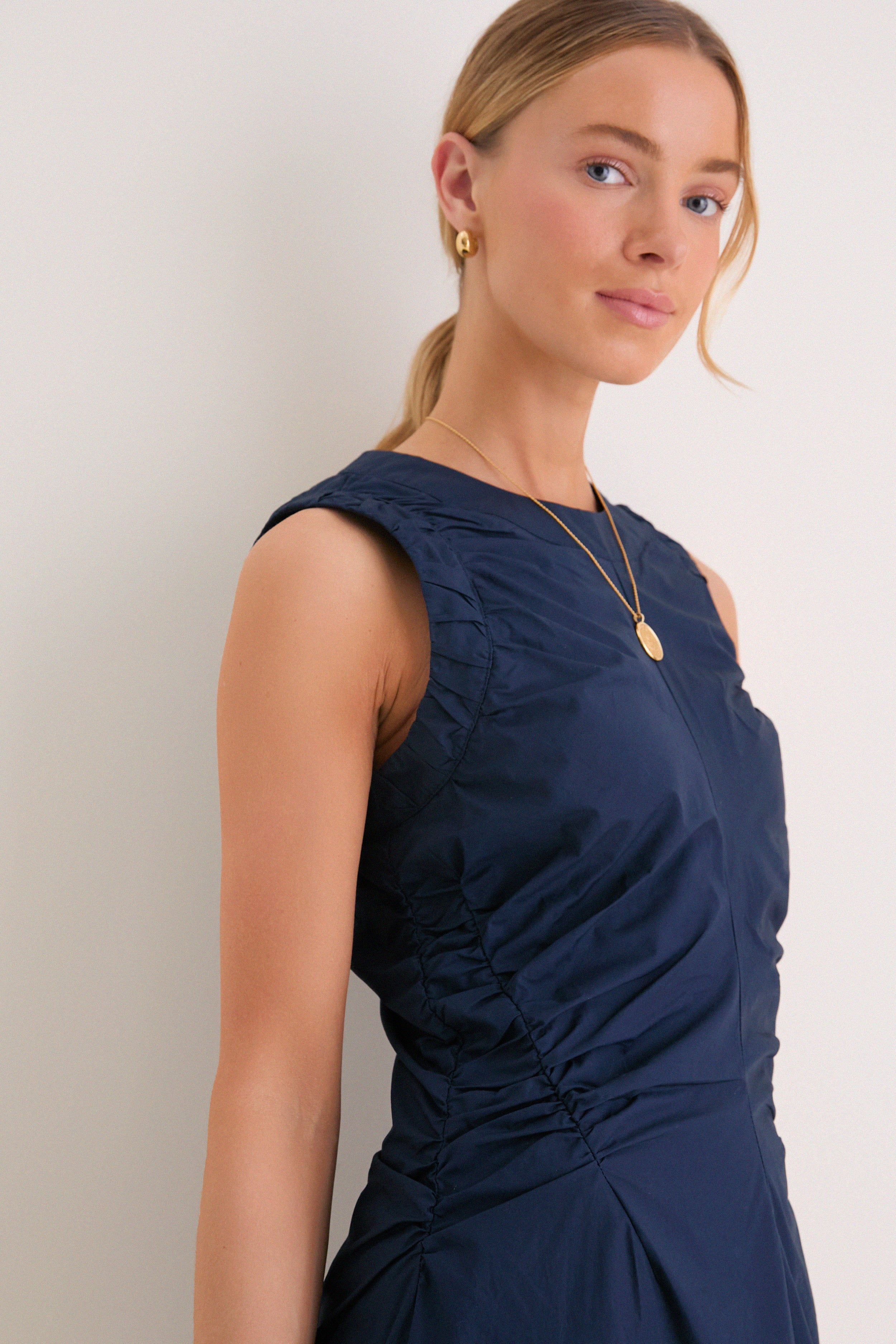 Navy Cotton Alisa Dress - Image 5