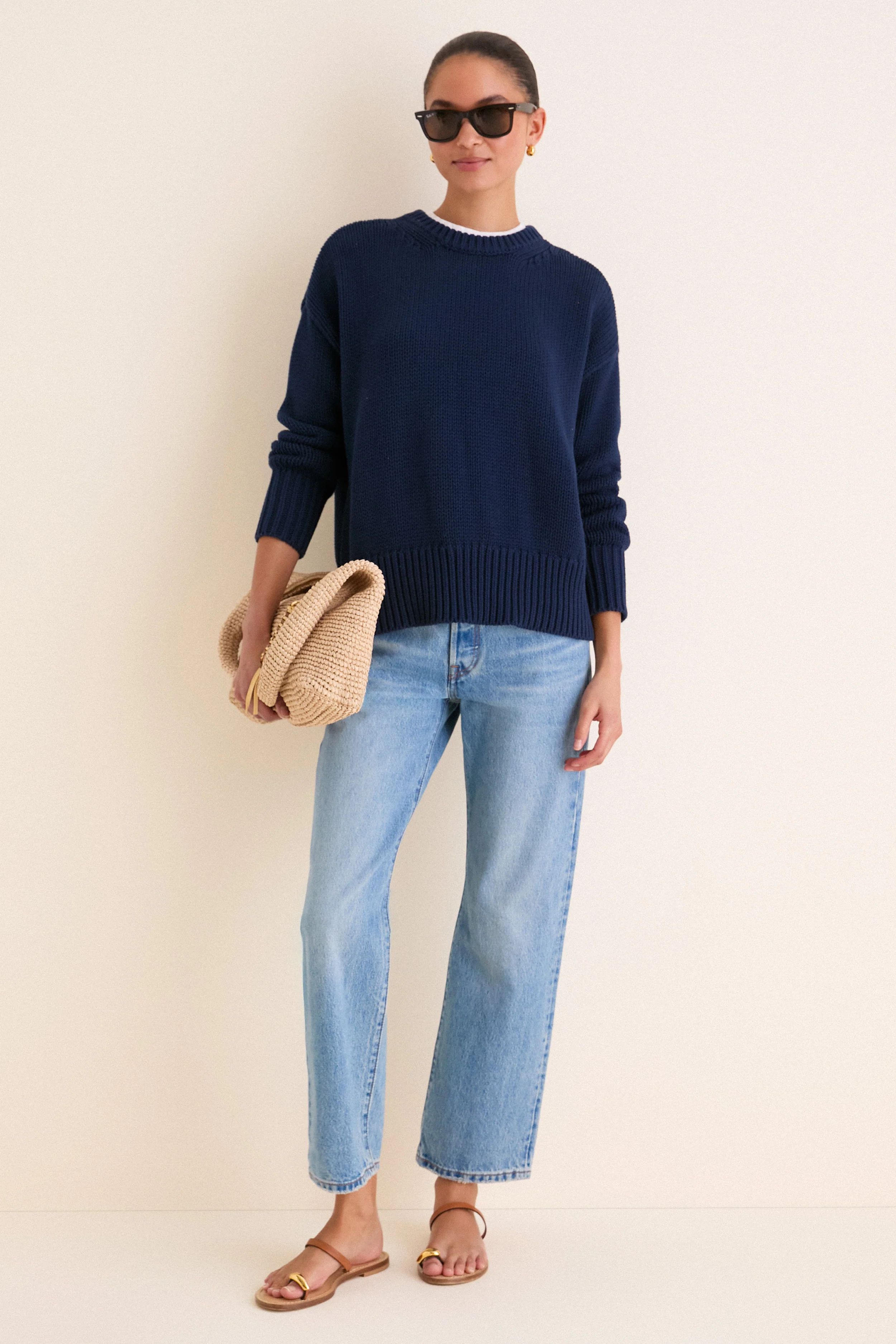 Navy Cotton Cliff Crewneck Sweater - Image 2