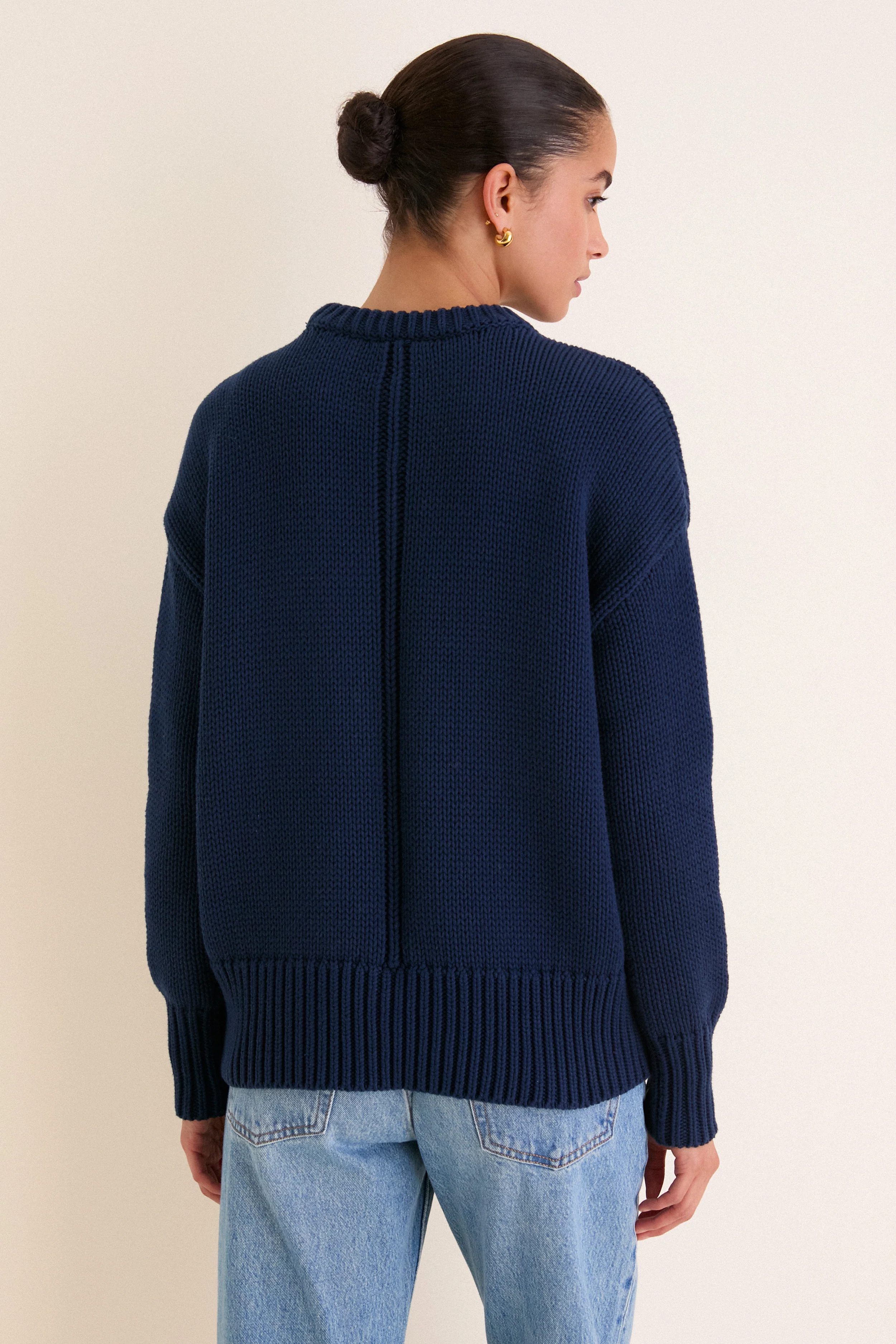 Navy Cotton Cliff Crewneck Sweater - Image 4