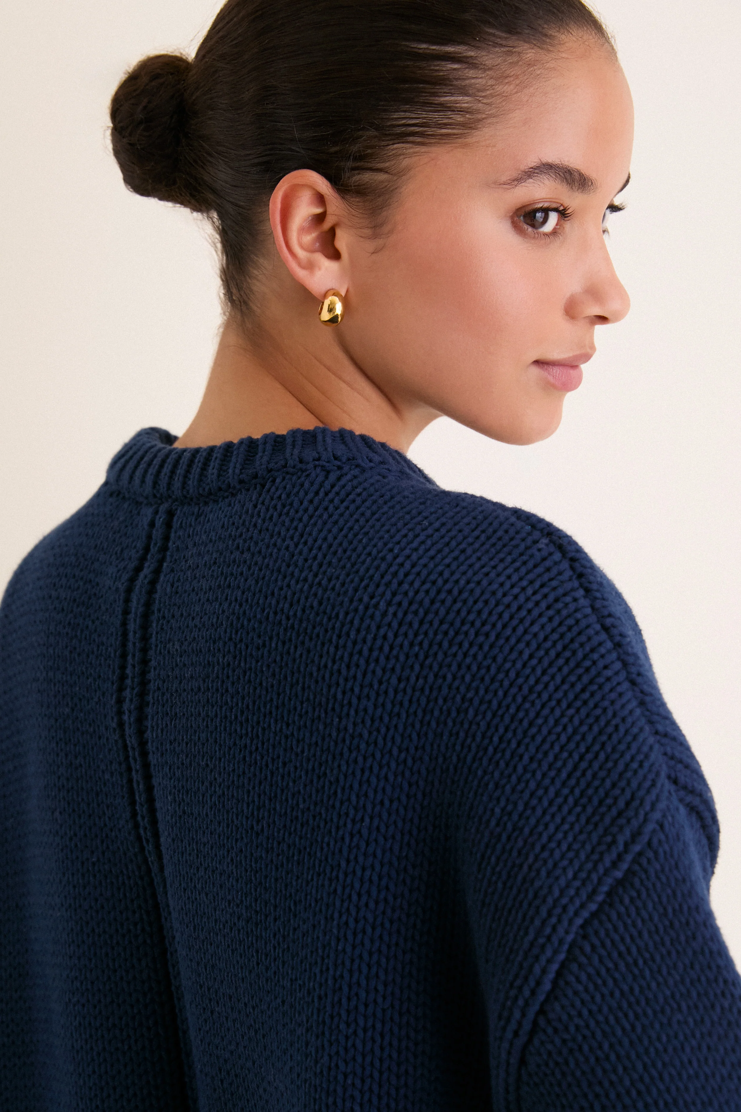 Navy Cotton Cliff Crewneck Sweater - Image 5