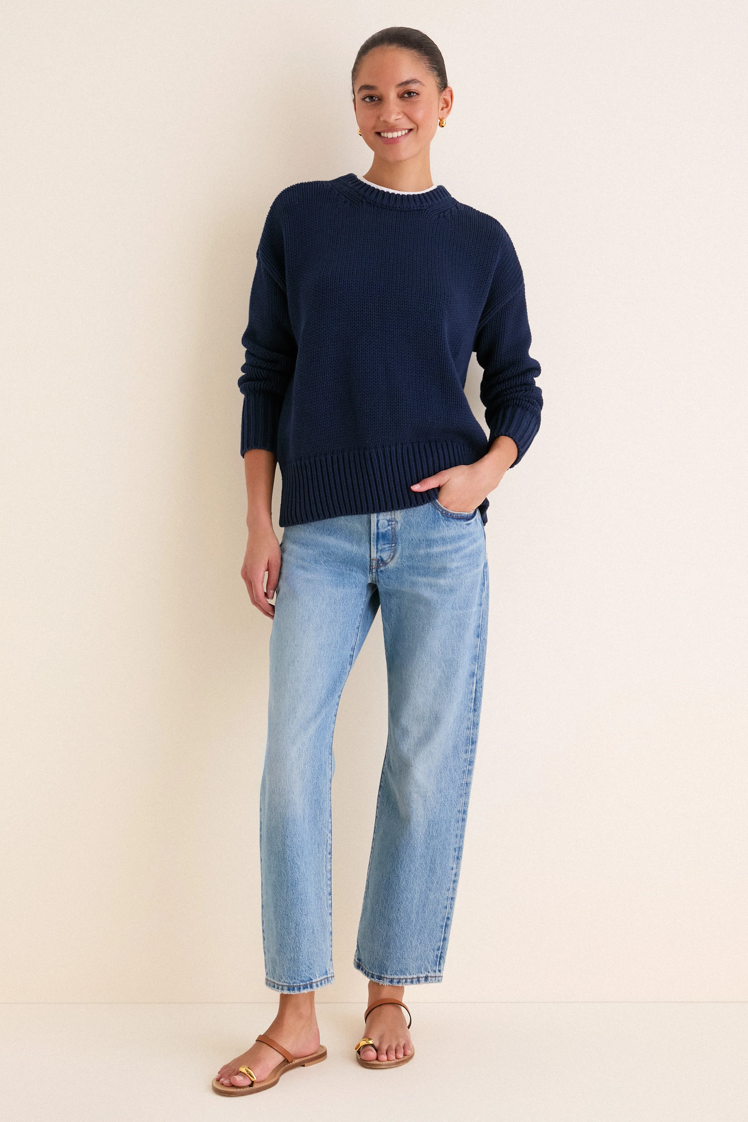 Navy Cotton Cliff Crewneck Sweater - Image 6