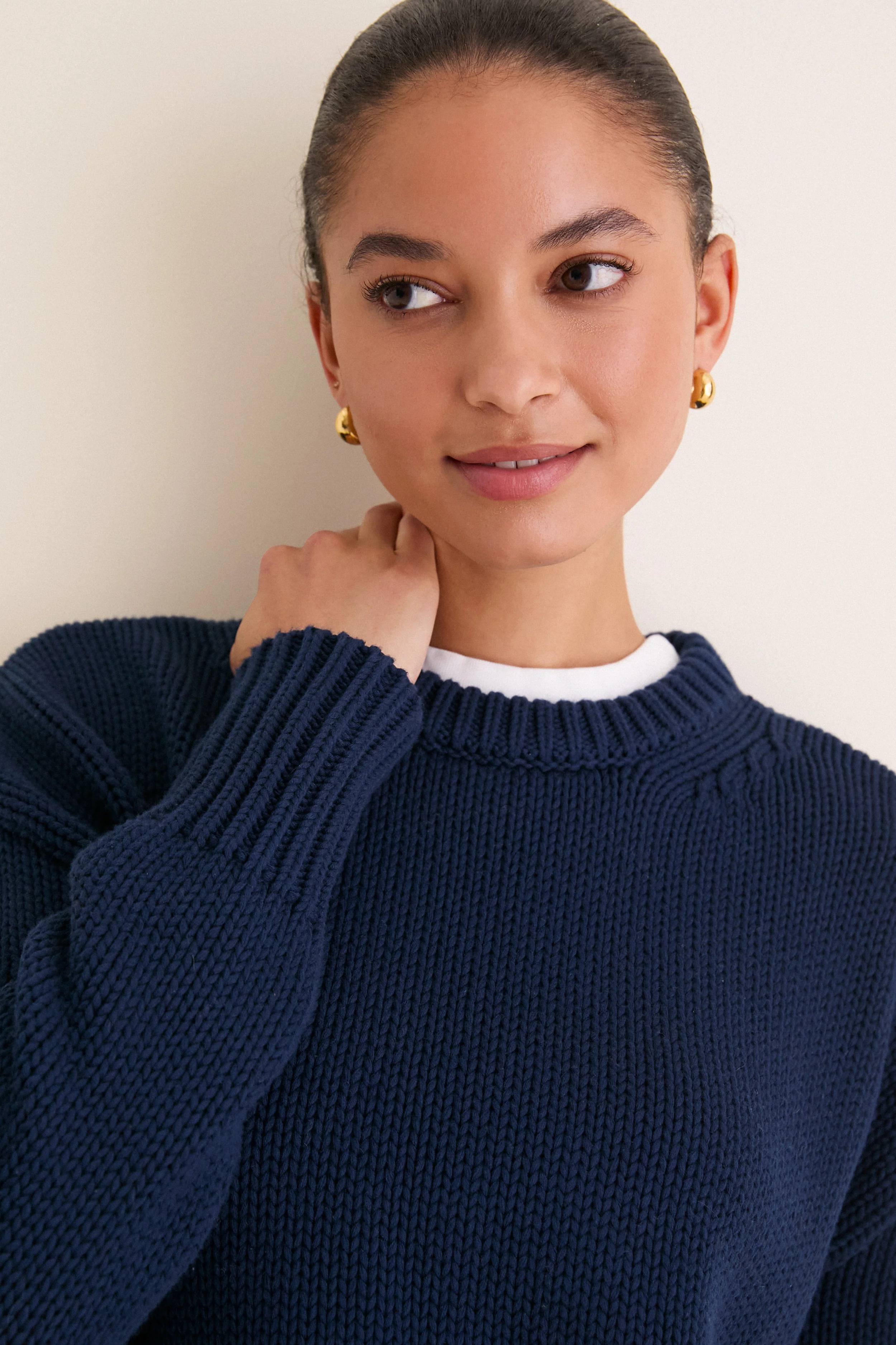 Navy Cotton Cliff Crewneck Sweater - Image 7
