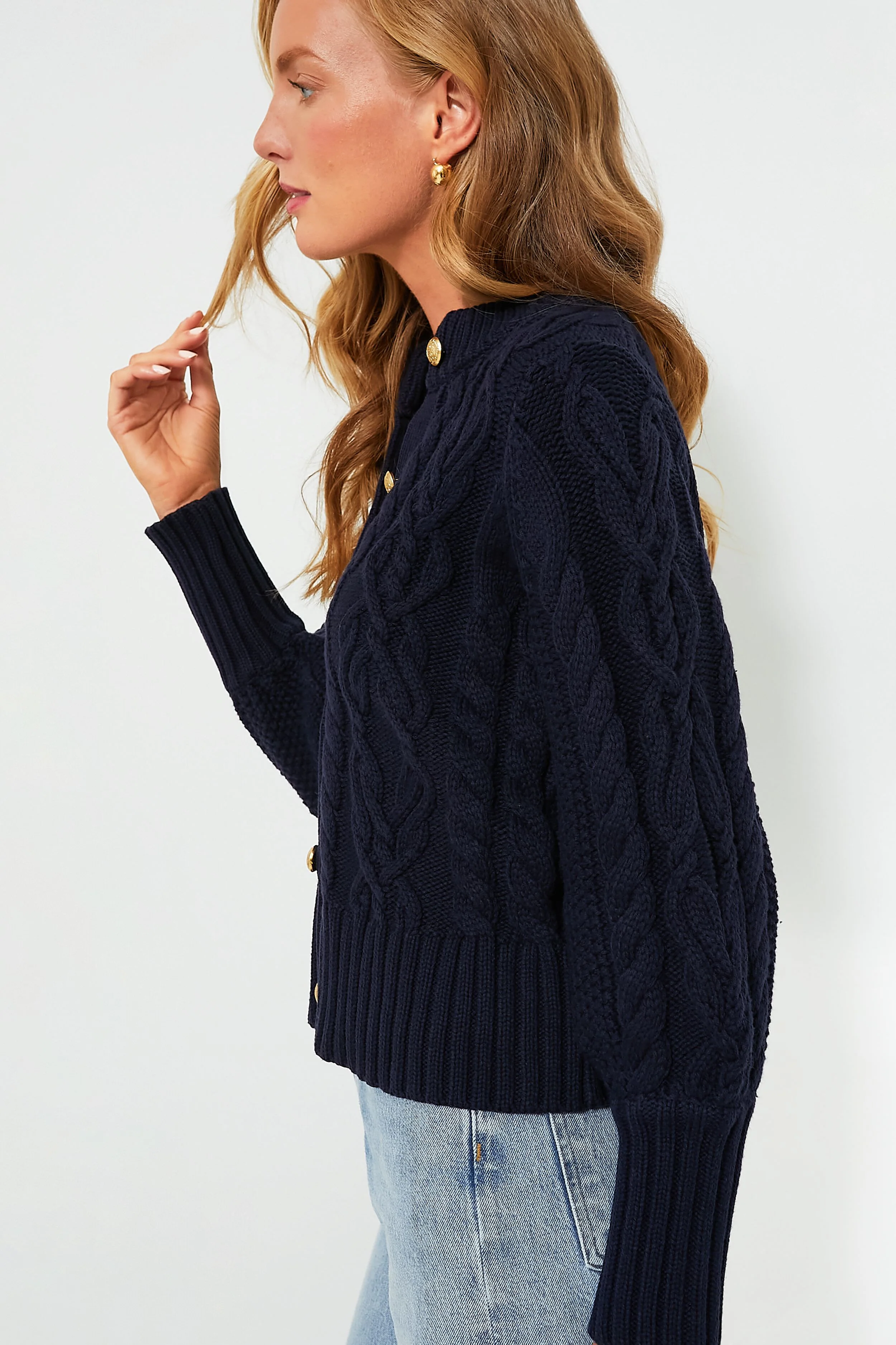 Navy Cotton Colette Cardigan - Image 3