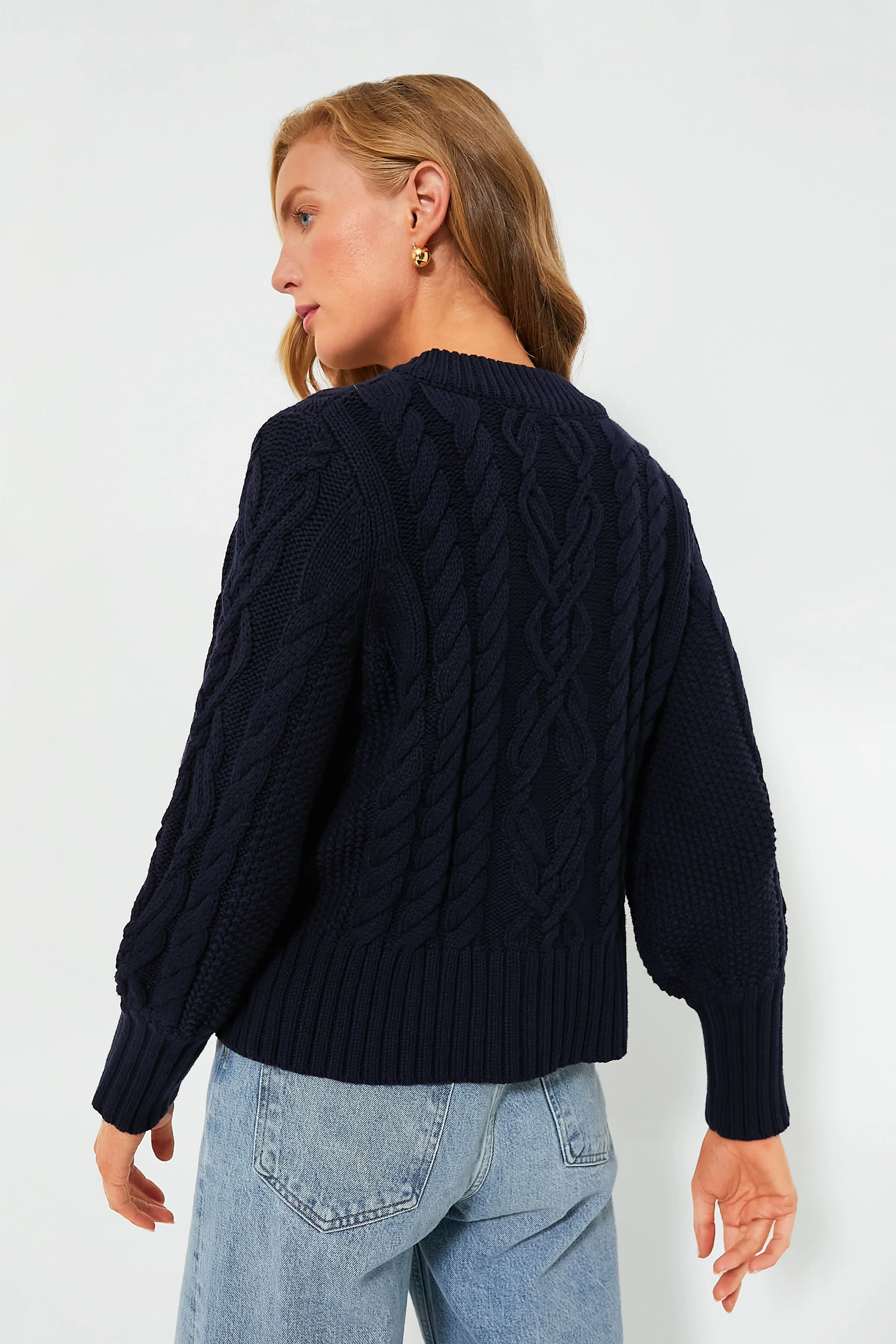 Navy Cotton Colette Cardigan - Image 4